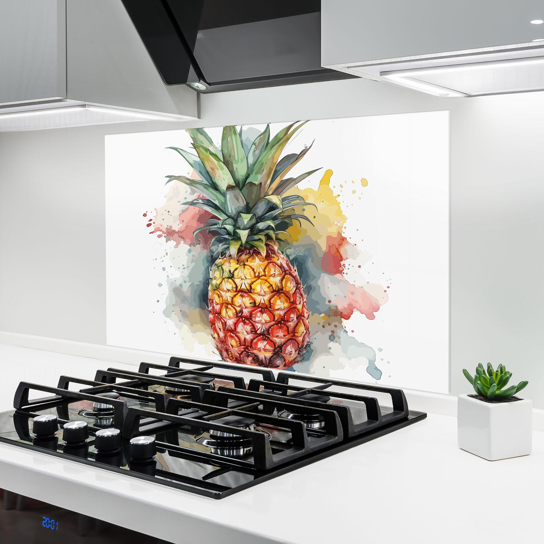 Küchenrückwand Glas Pineapple Art mockup 6