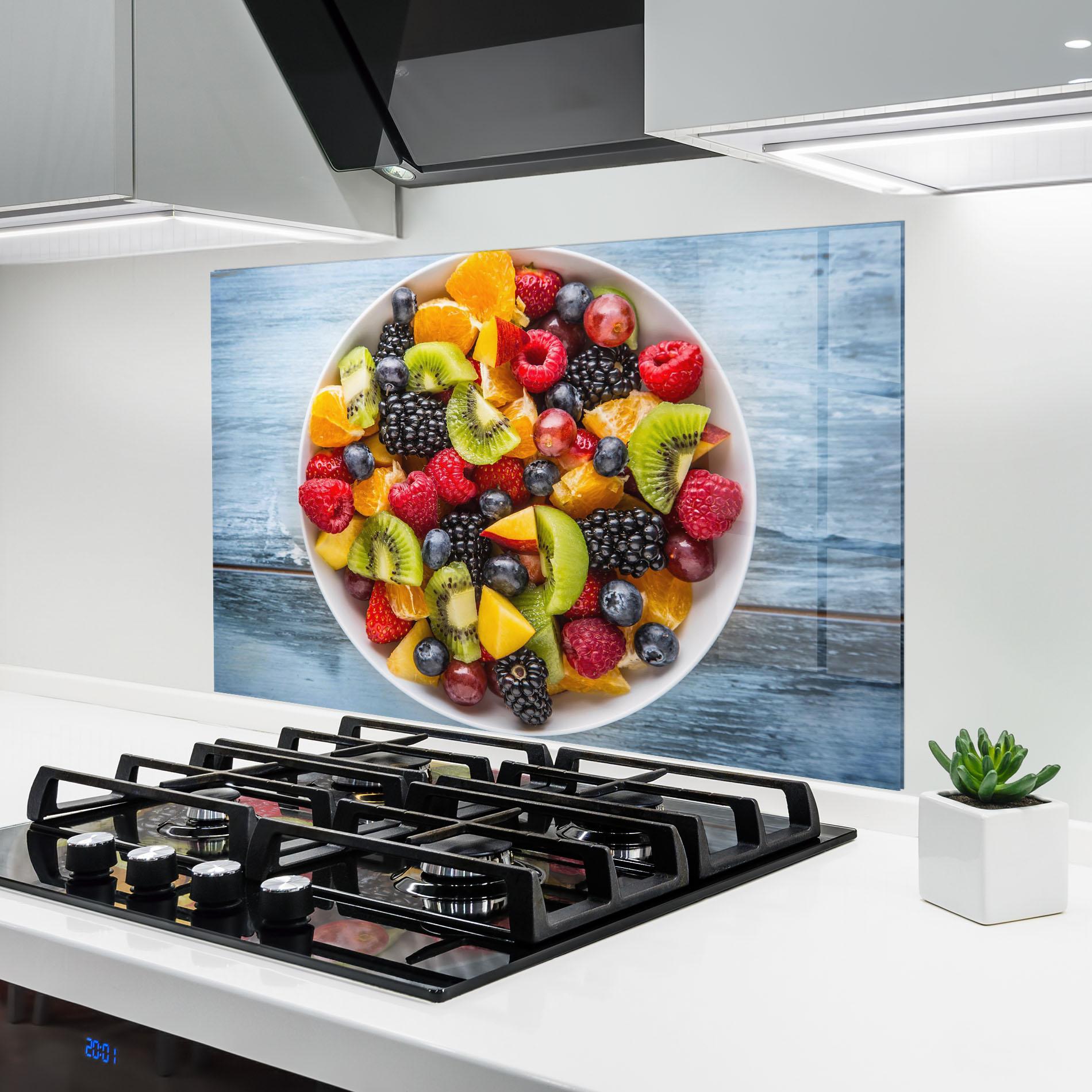 Küchenrückwand Glas Tropical Fruit Salad mockup 6