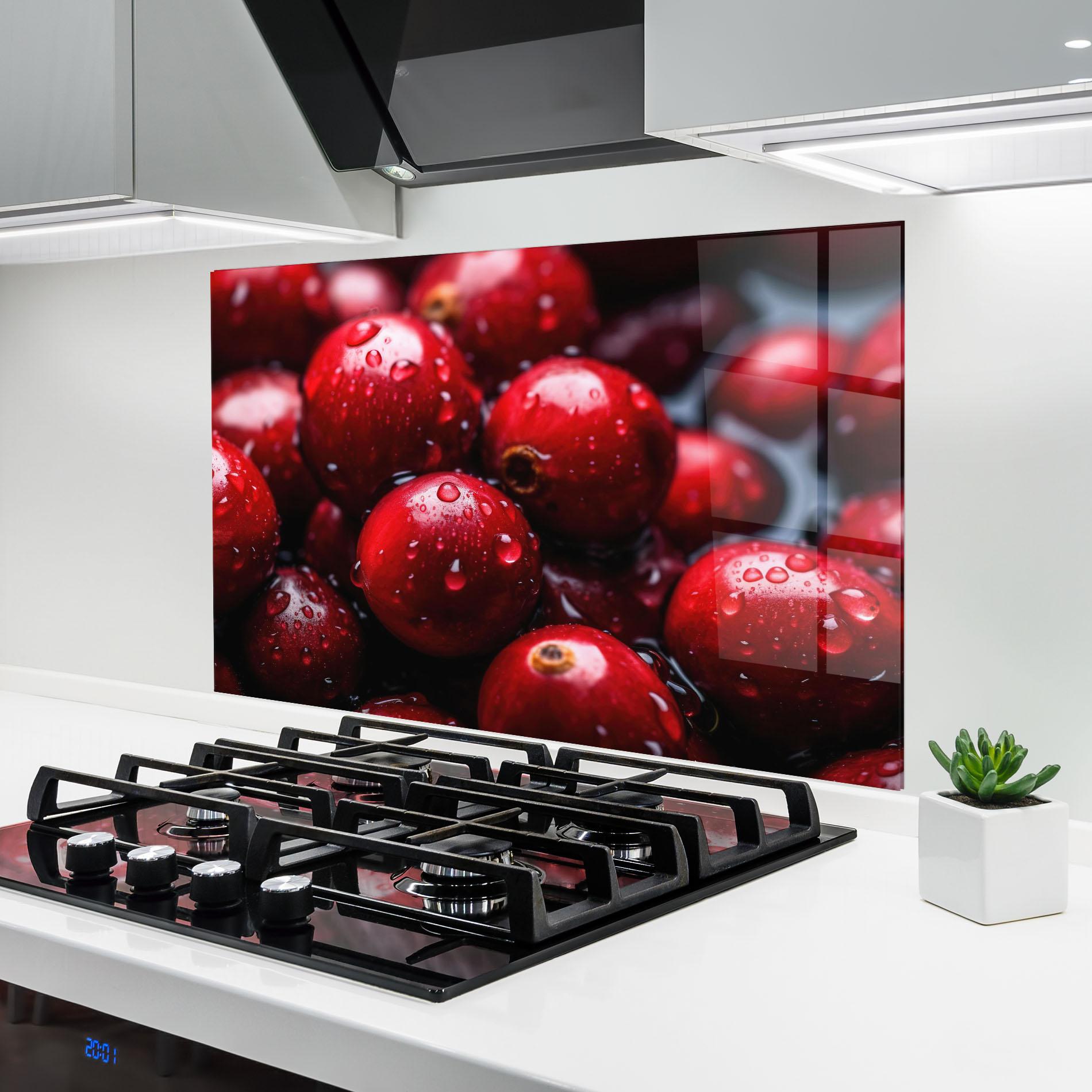 Küchenrückwand Glas Wet Cranberries mockup 6
