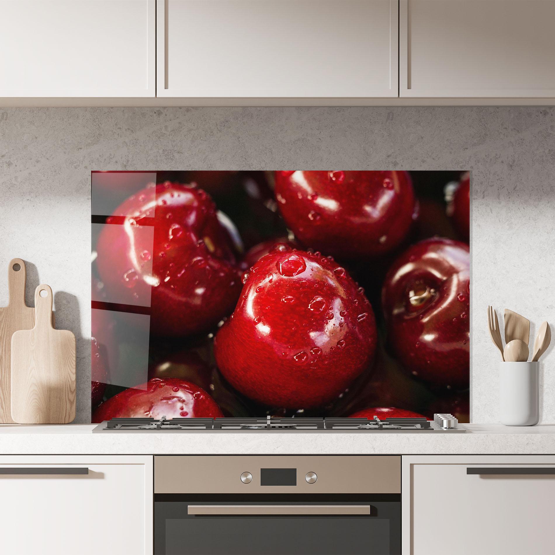 Küchenrückwand Glas Cherries mockup 7