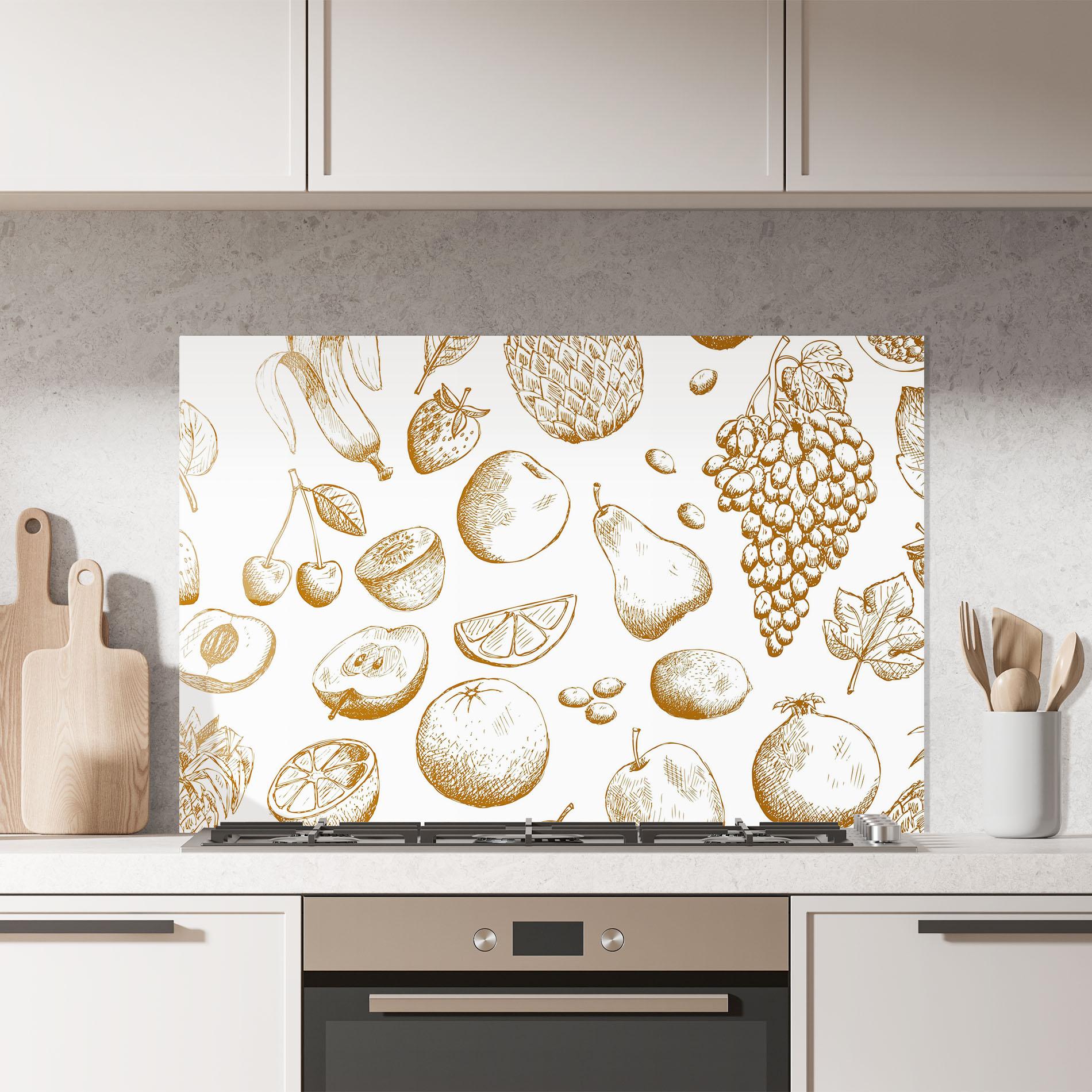 Küchenrückwand Glas Floating Fruits mockup 7