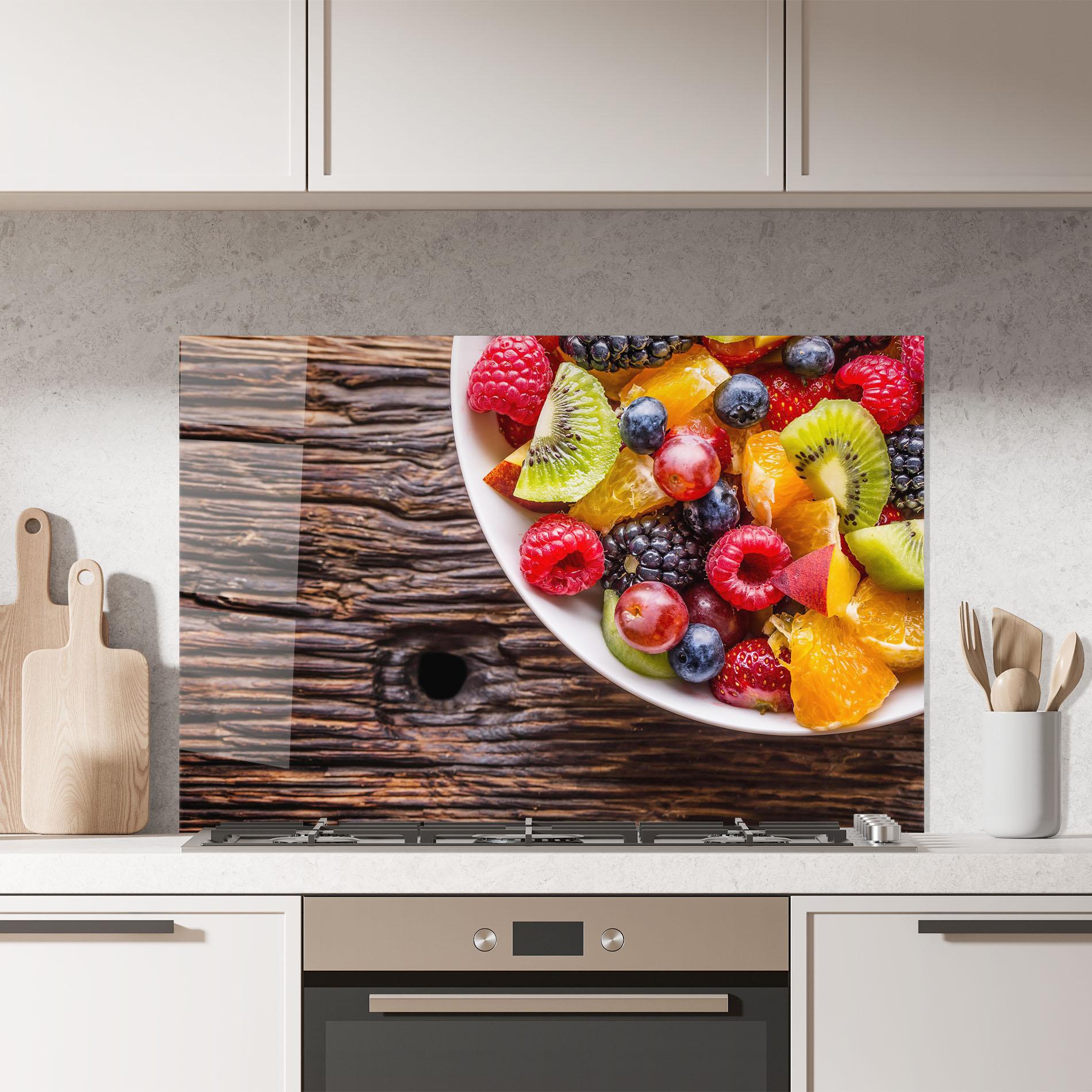 Küchenrückwand Glas Fresh Fruit Salad mockup 7