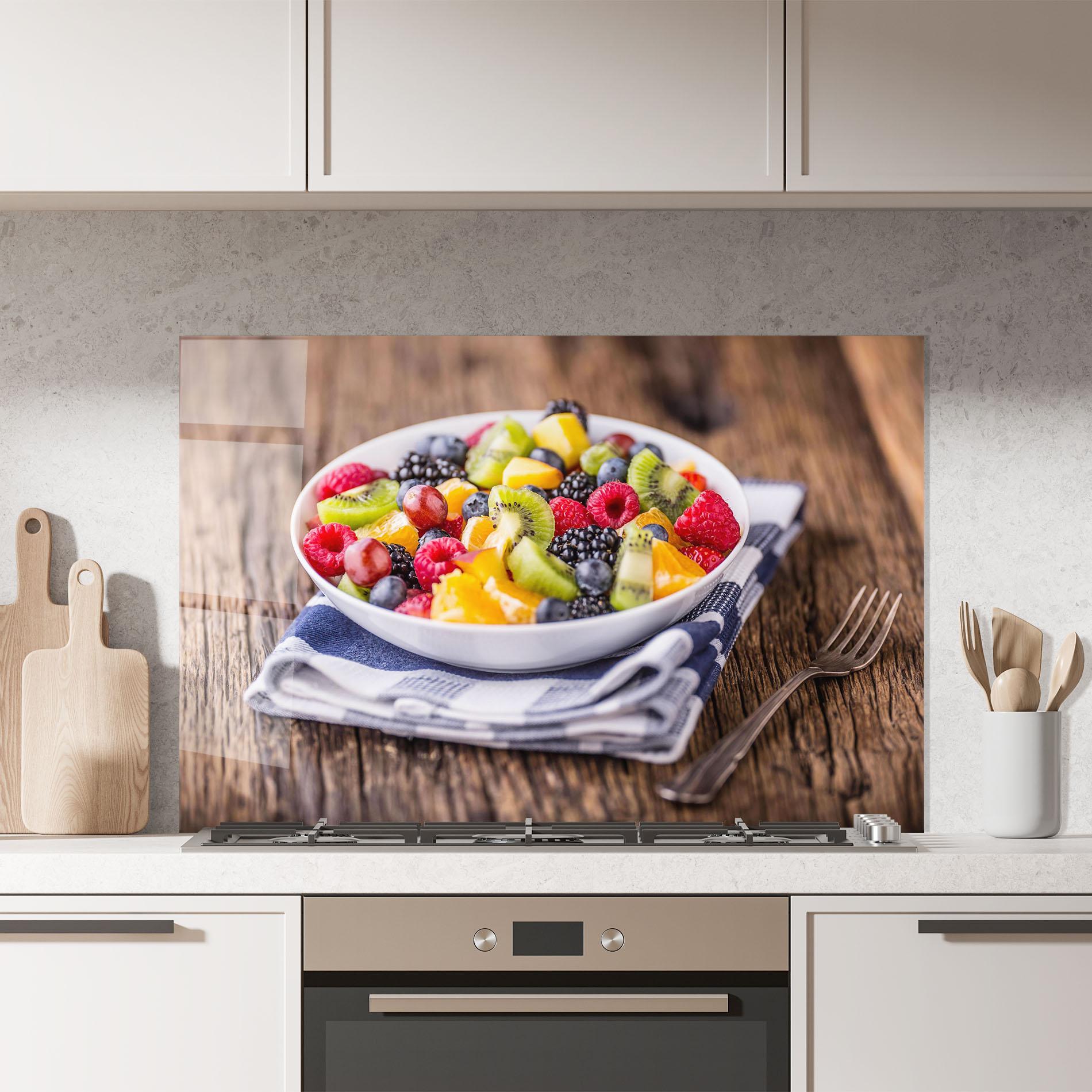 Küchenrückwand Glas Fruit Salad mockup 7