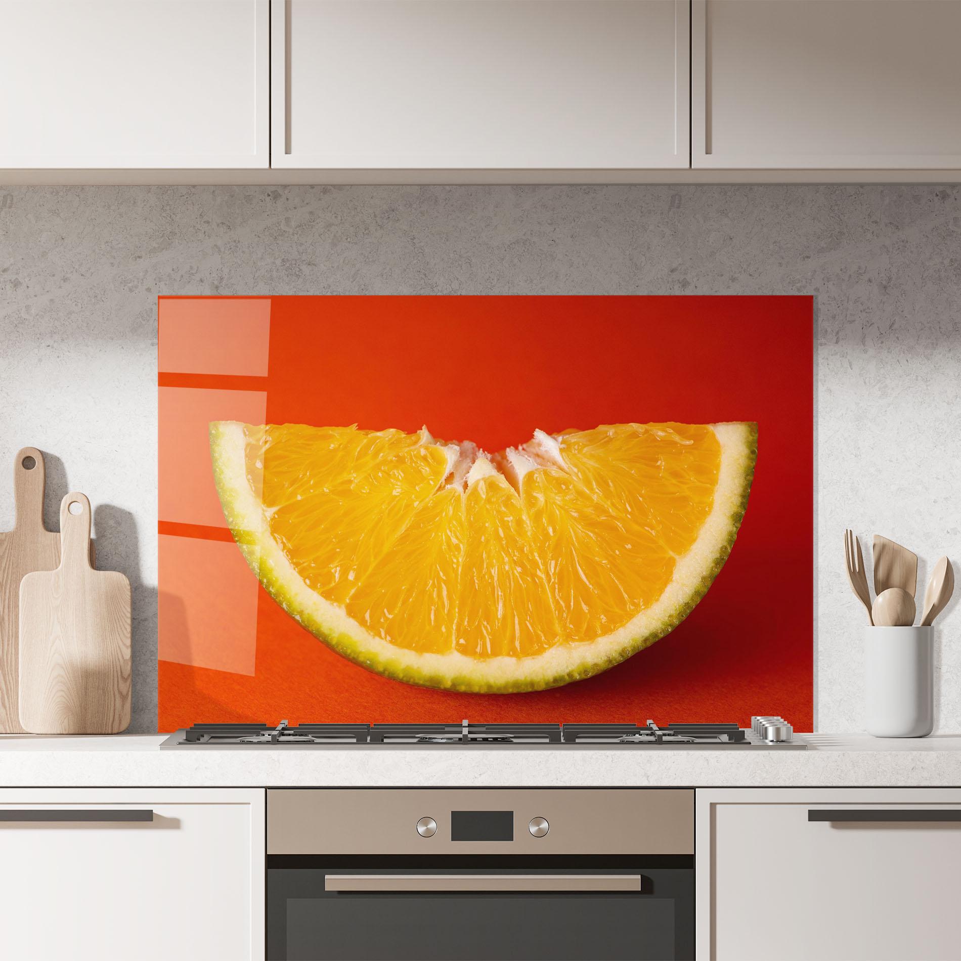 Küchenrückwand Glas Green Orange mockup 7