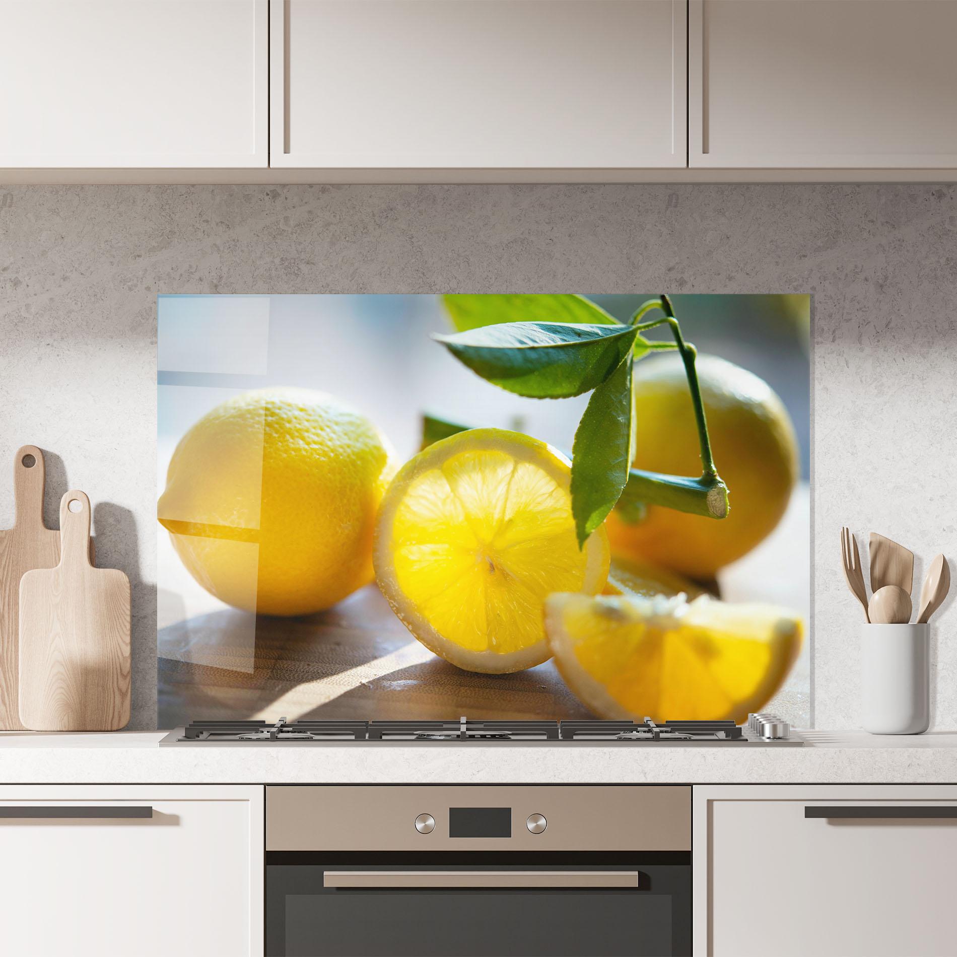 Küchenrückwand Glas Lemon In The Sun mockup 7