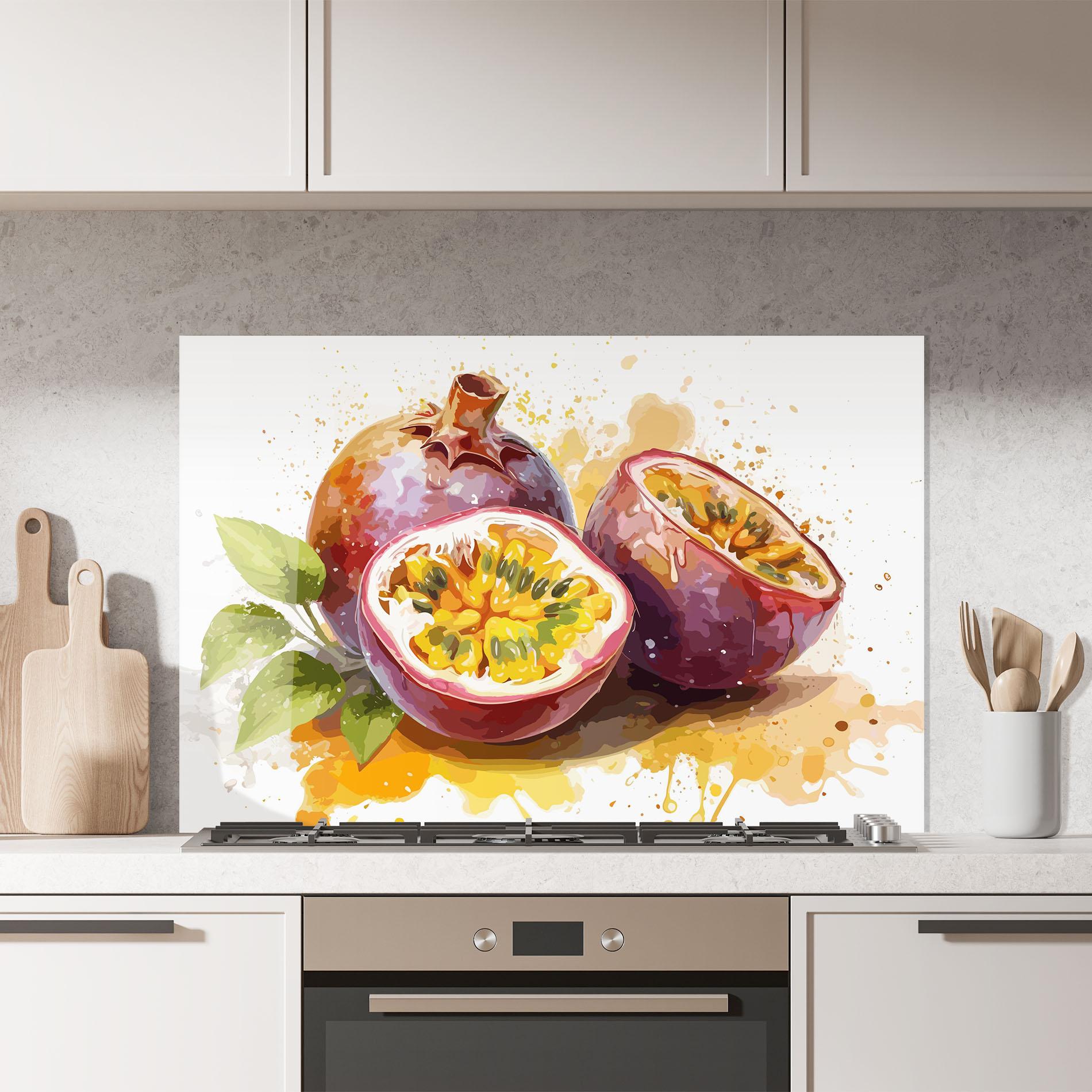 Küchenrückwand Glas Passion Fruit Art mockup 7