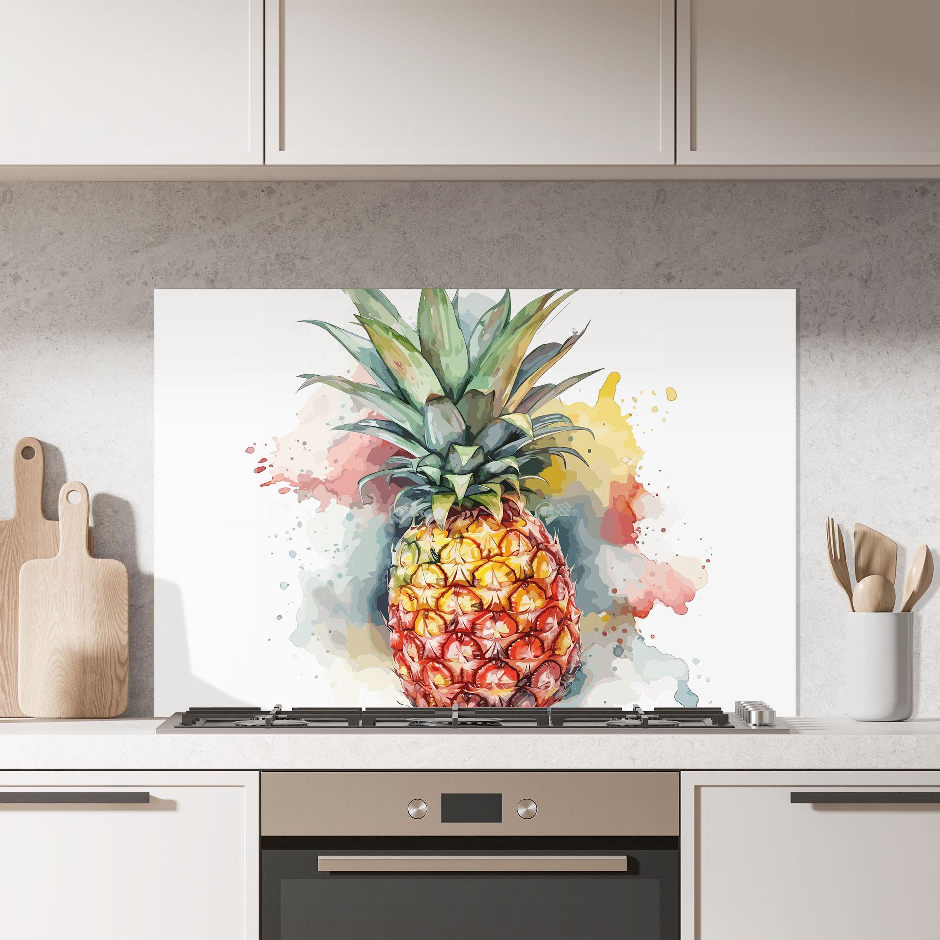 Küchenrückwand Glas Pineapple Art mockup 7