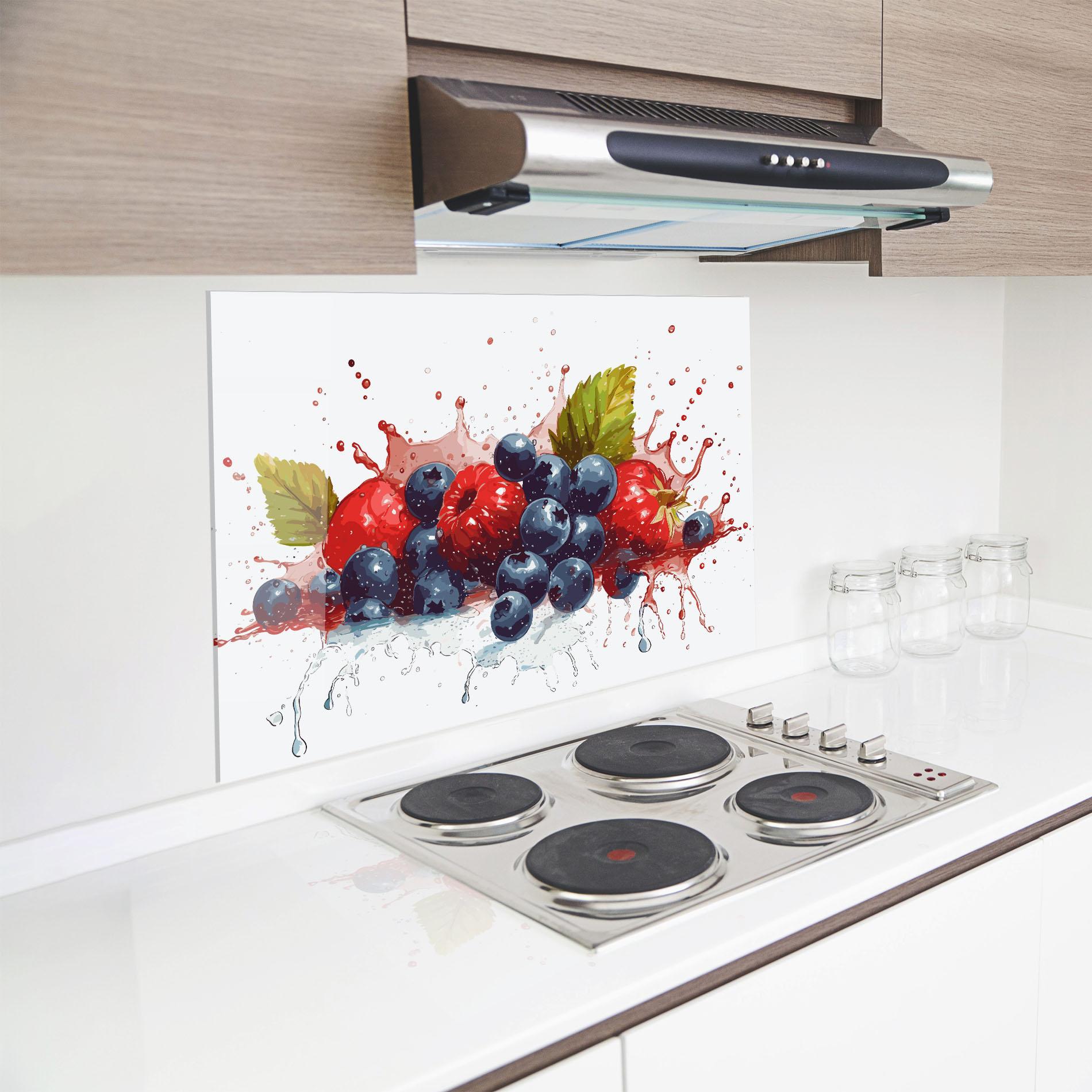 Küchenrückwand Glas Berries Art mockup 8
