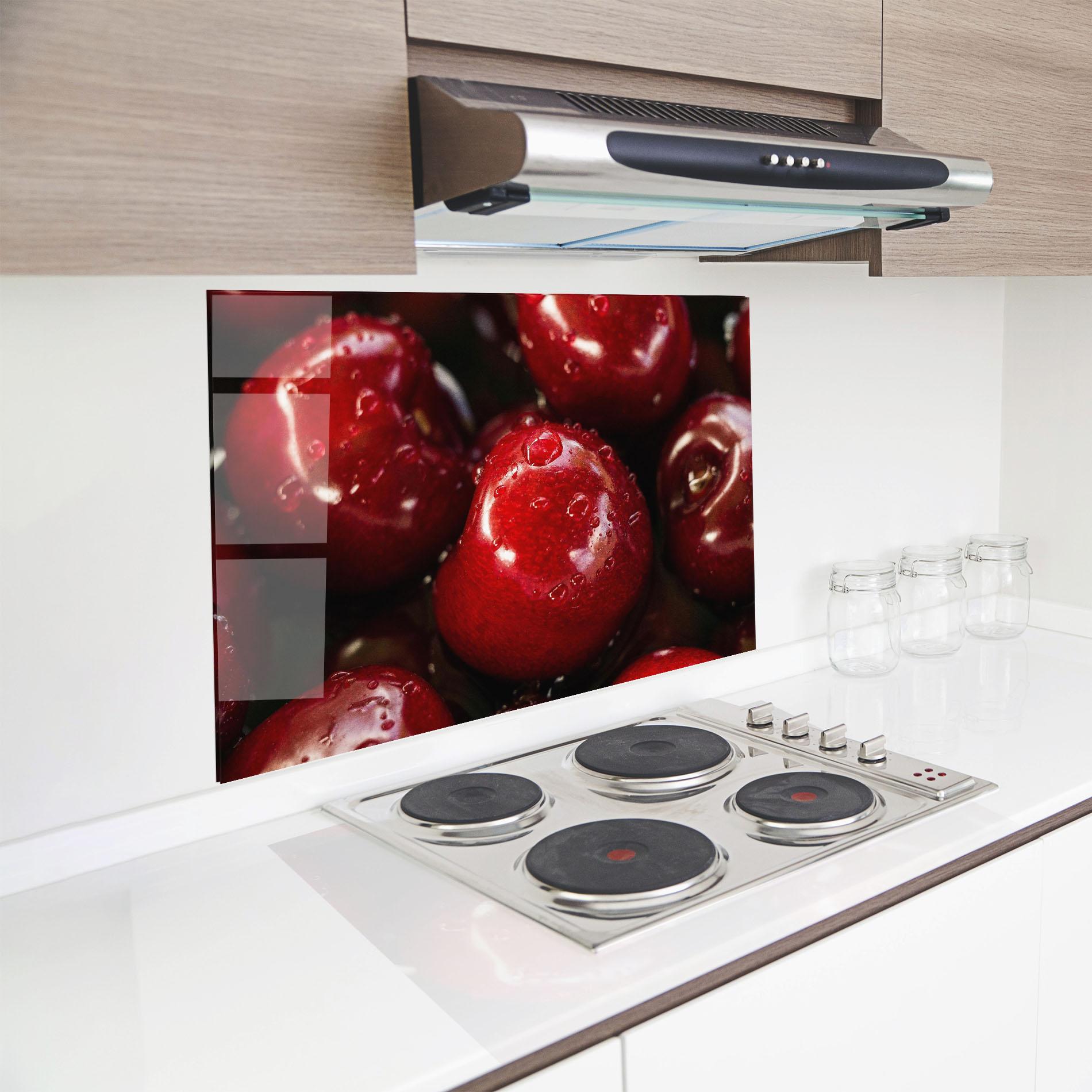 Küchenrückwand Glas Cherries mockup 8