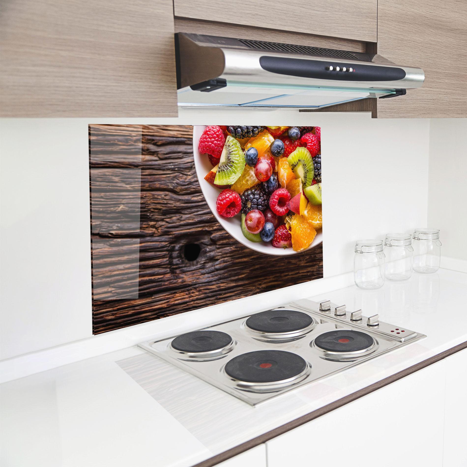 Küchenrückwand Glas Fresh Fruit Salad mockup 8