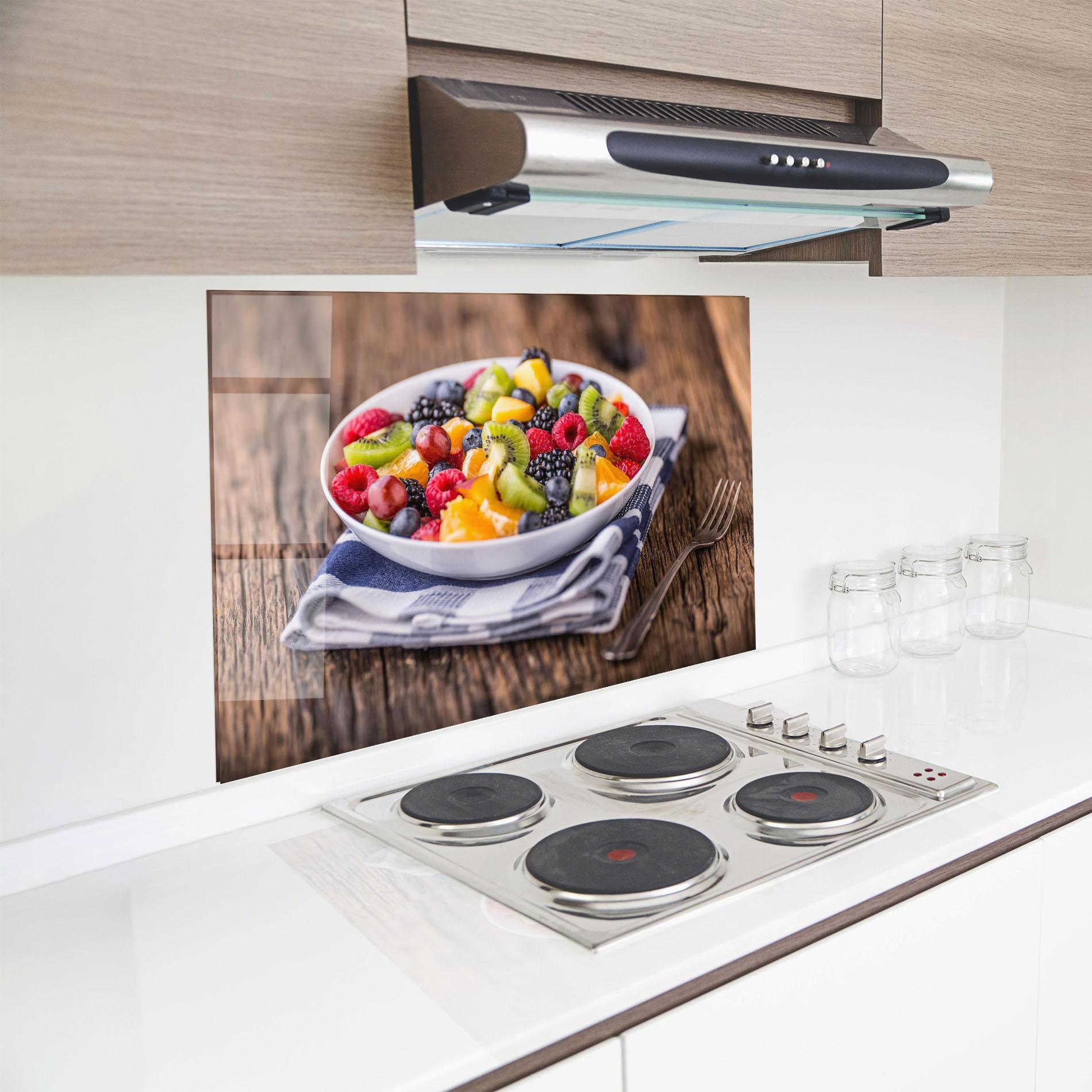 Küchenrückwand Glas Fruit Salad mockup 8