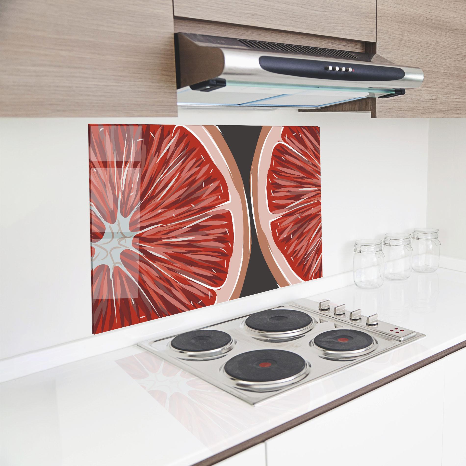 Küchenrückwand Glas Grapefruit Close Up mockup 8