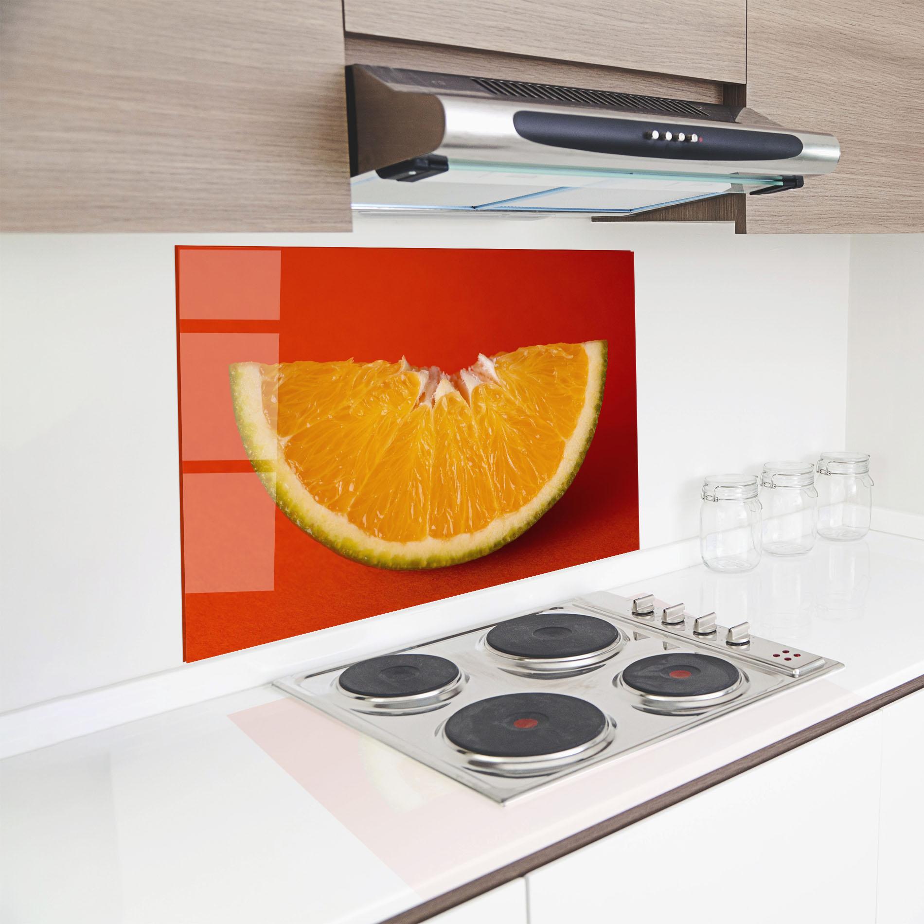 Küchenrückwand Glas Green Orange mockup 8