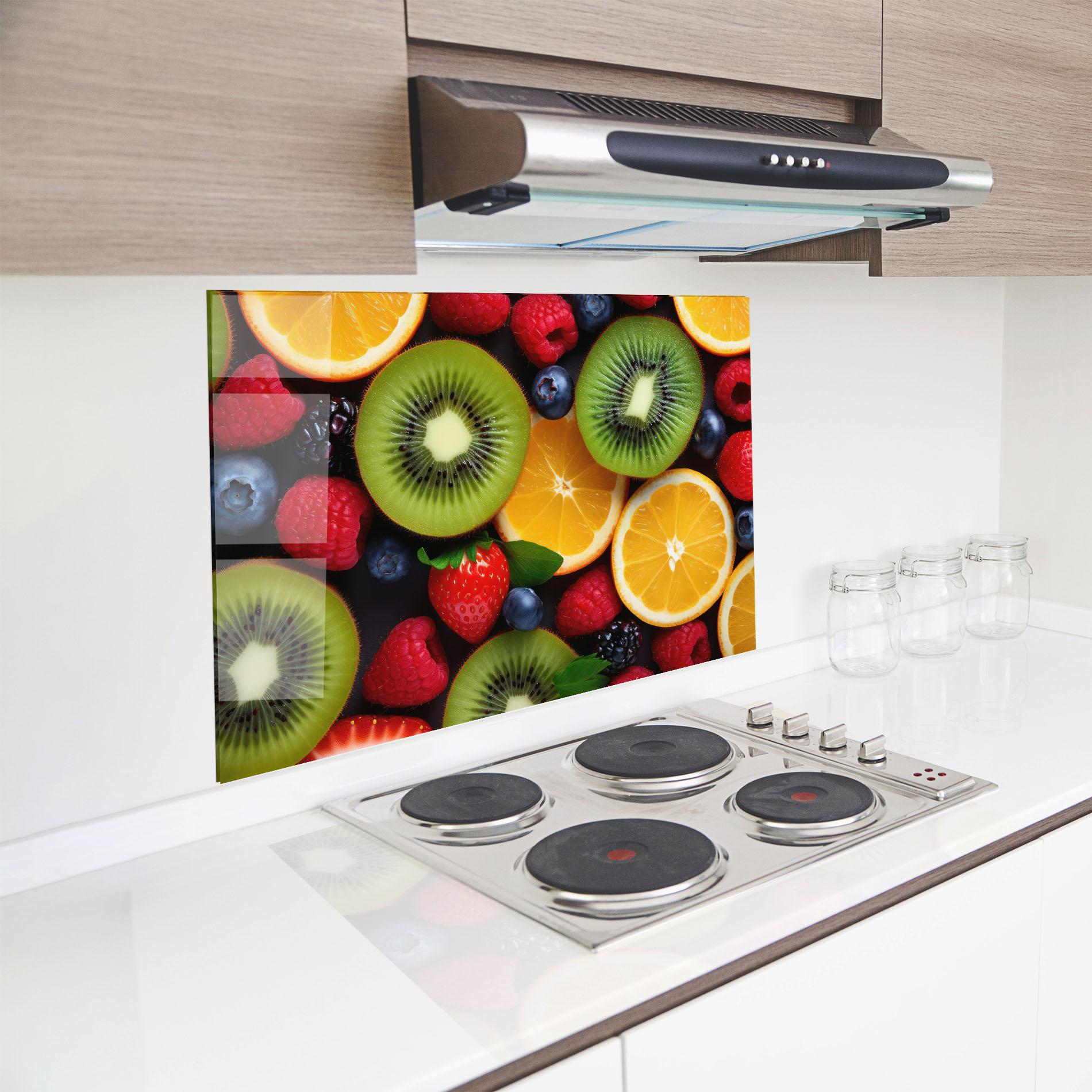 Küchenrückwand Glas Kiwi Fruit Mix mockup 8