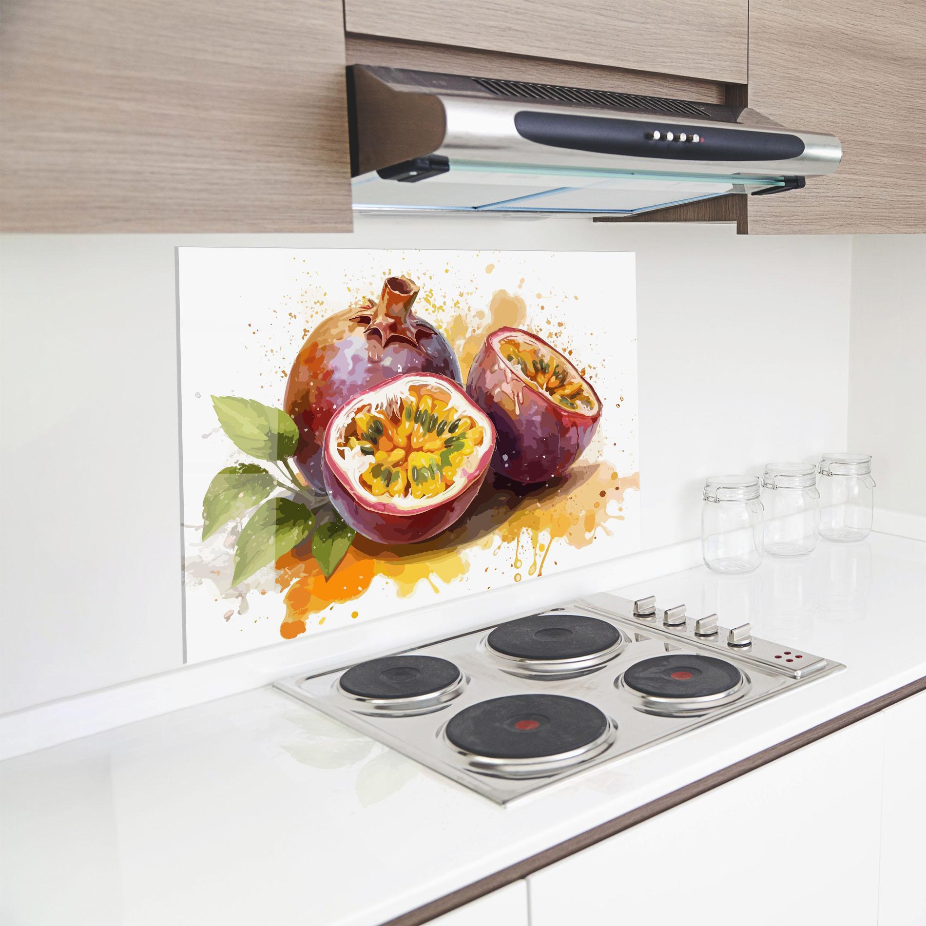 Küchenrückwand Glas Passion Fruit Art mockup 8