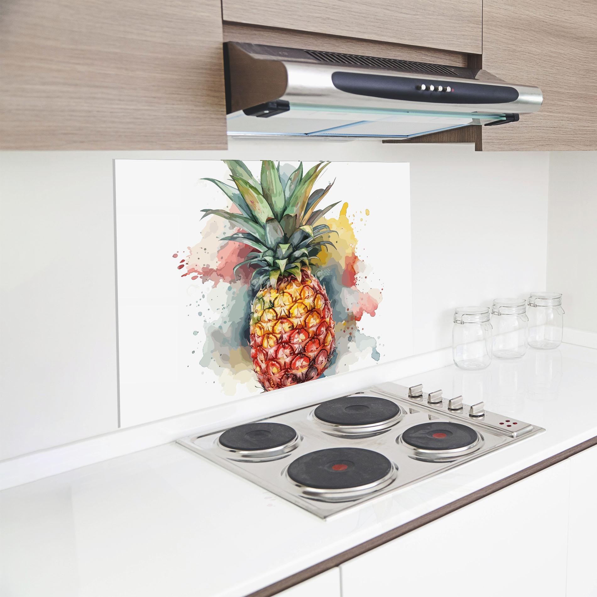 Küchenrückwand Glas Pineapple Art mockup 8