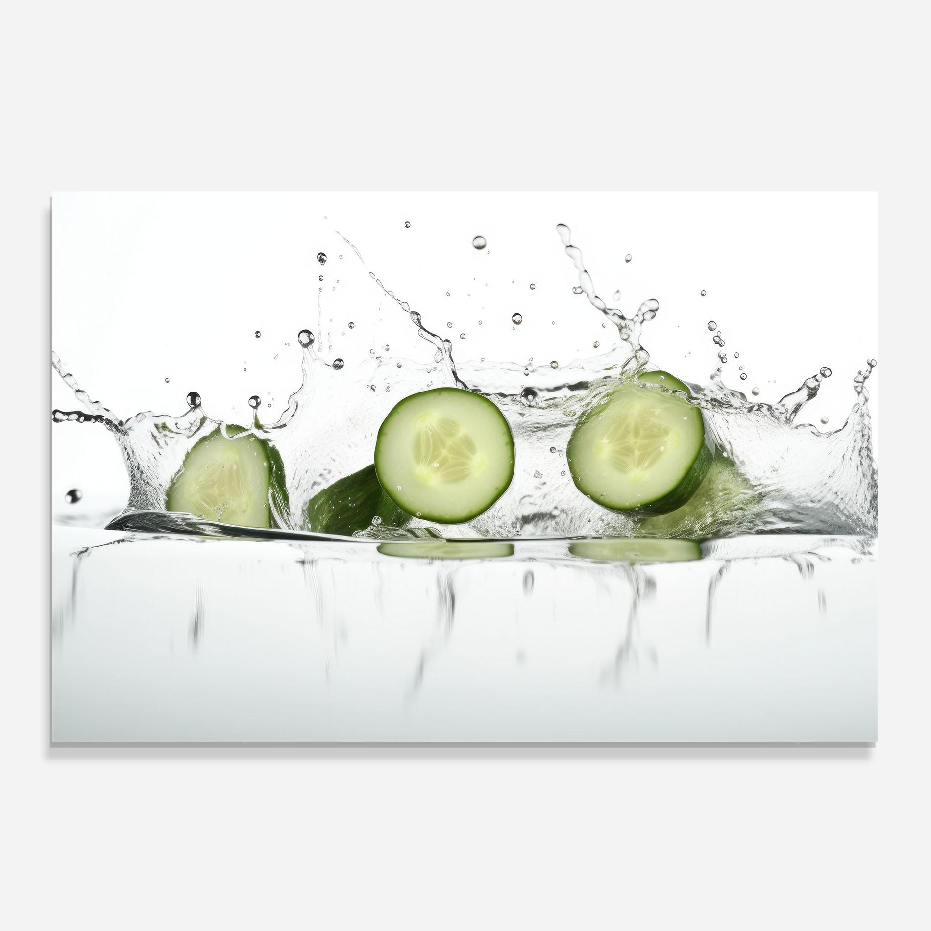 Küchenrückwand Glas Cucumber Cool Splash mockup 0