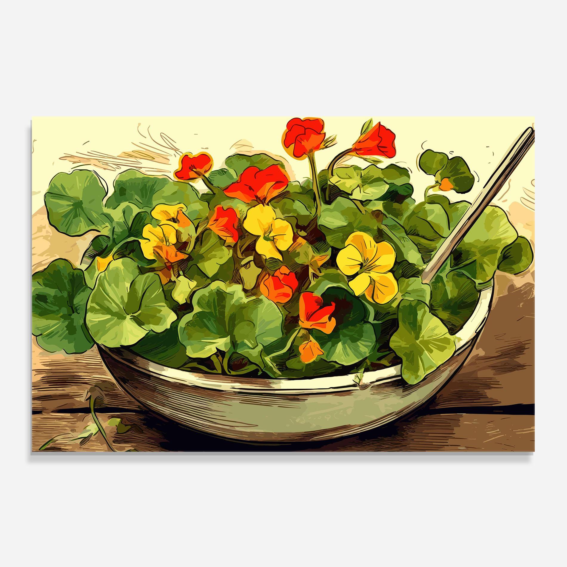 Küchenrückwand Glas Flower Food mockup 0