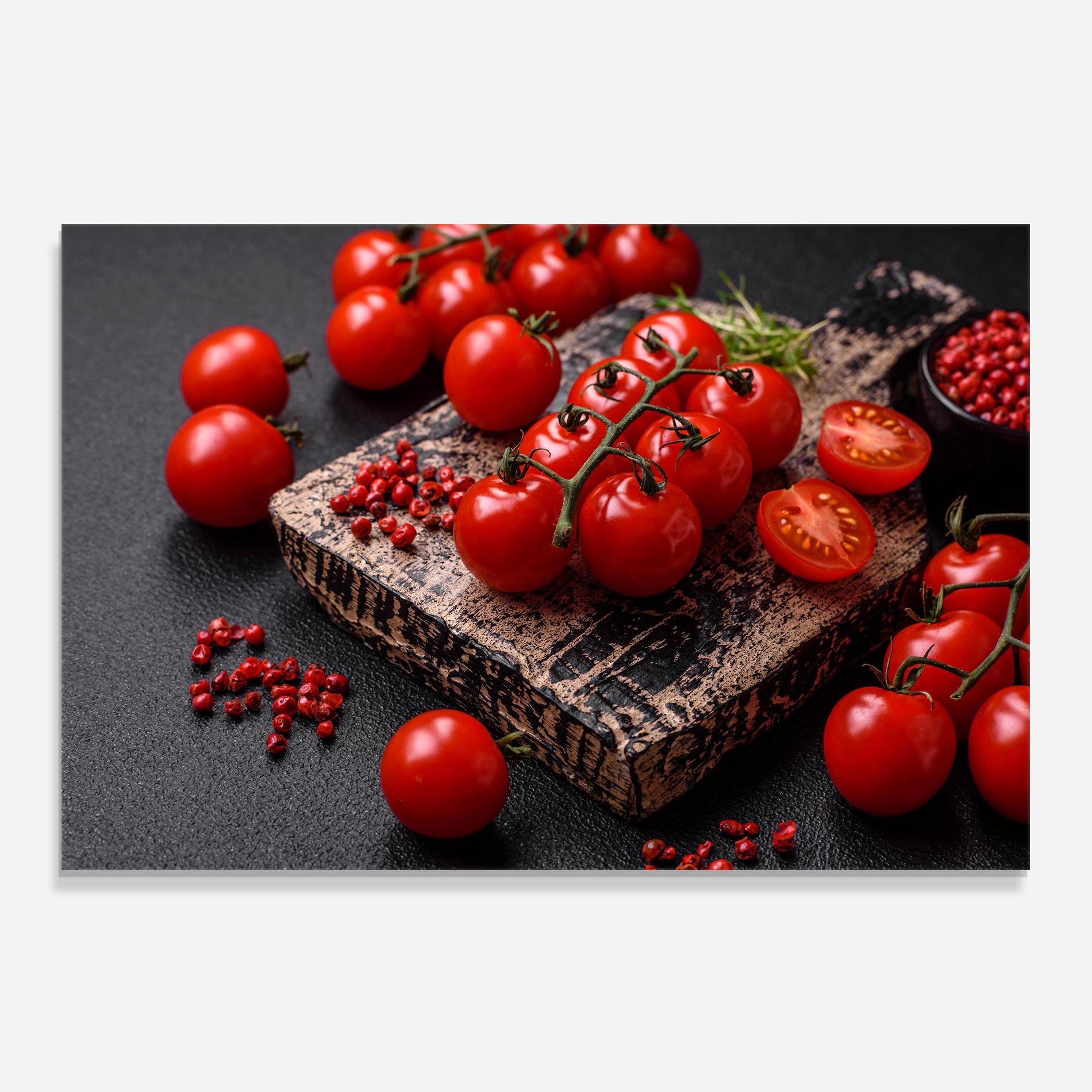 Küchenrückwand Glas Fresh Cherry Tomatoes mockup 0