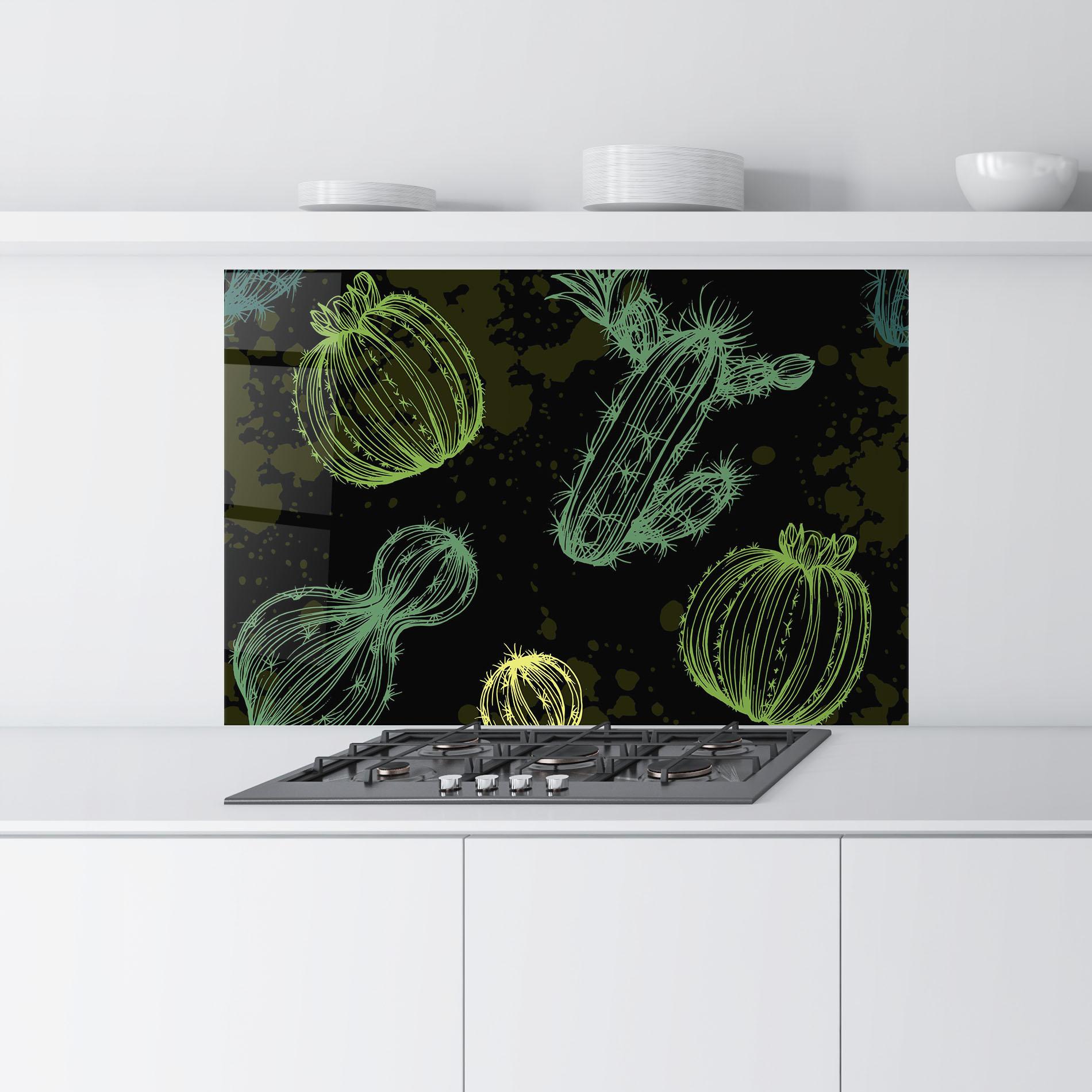 Küchenrückwand Glas Cactus Art mockup 9