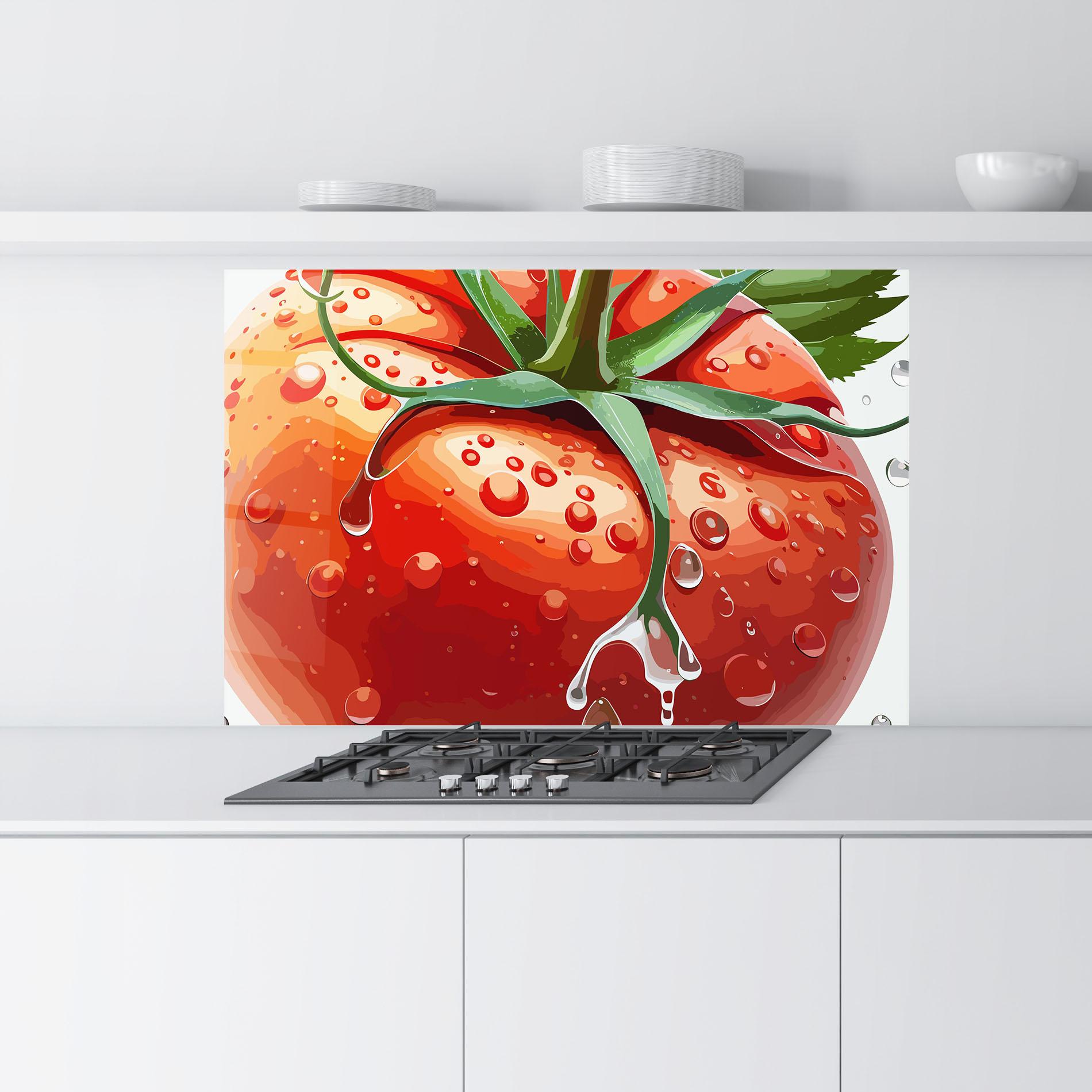 Küchenrückwand Glas Close Tomato mockup 9