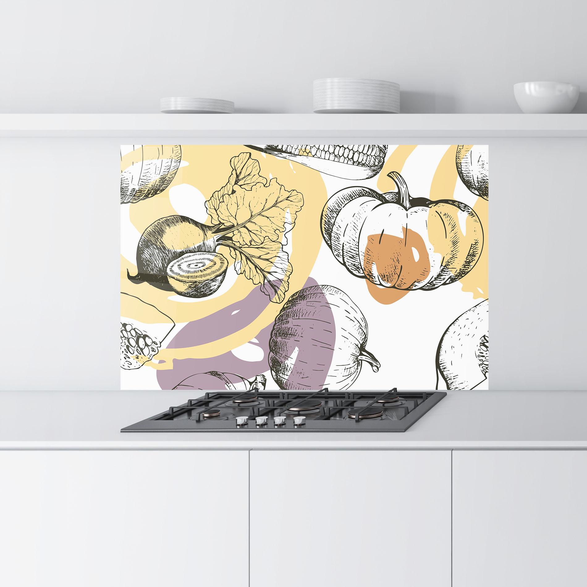 Küchenrückwand Glas Cream Vegetables Art mockup 9