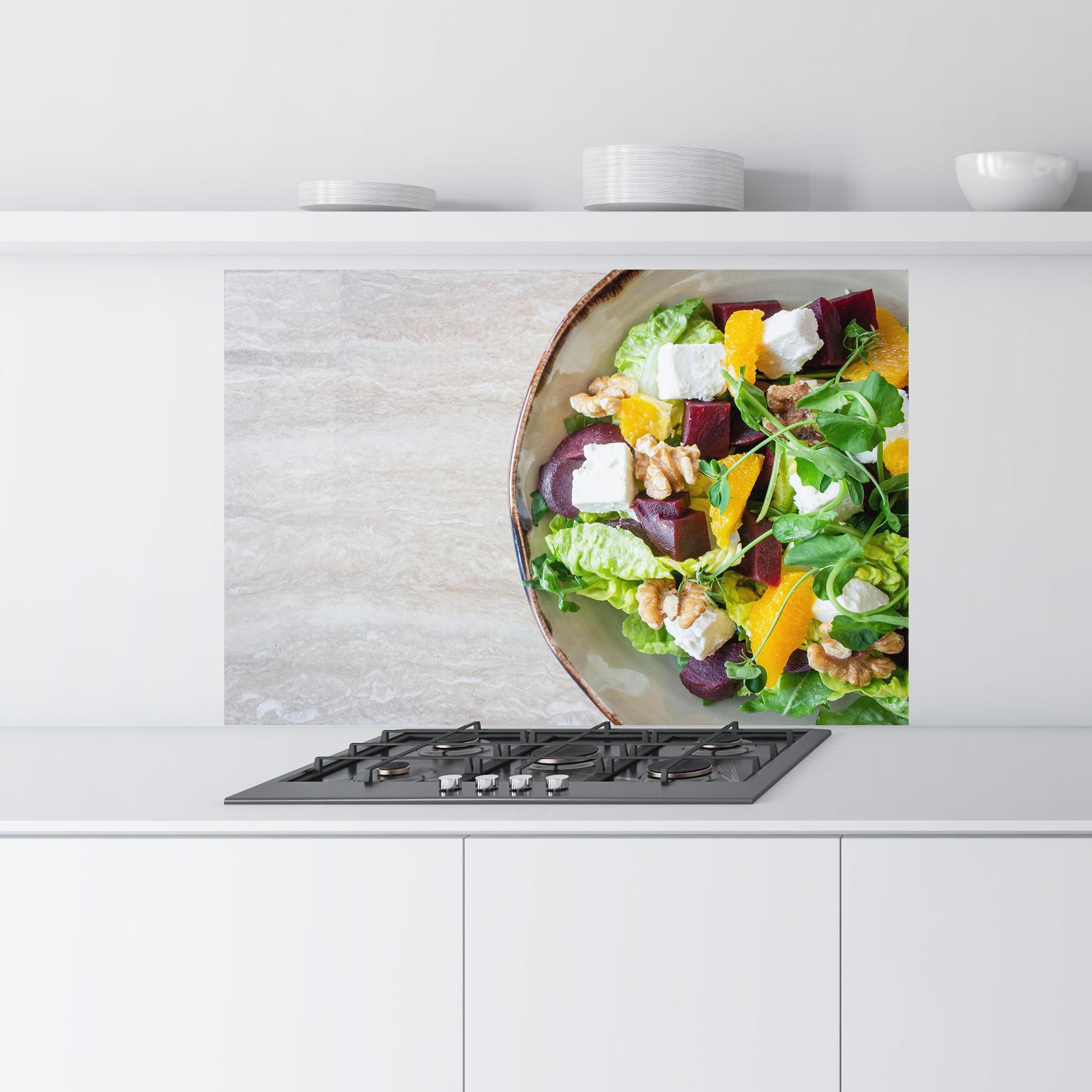 Küchenrückwand Glas Delicious Salad mockup 9