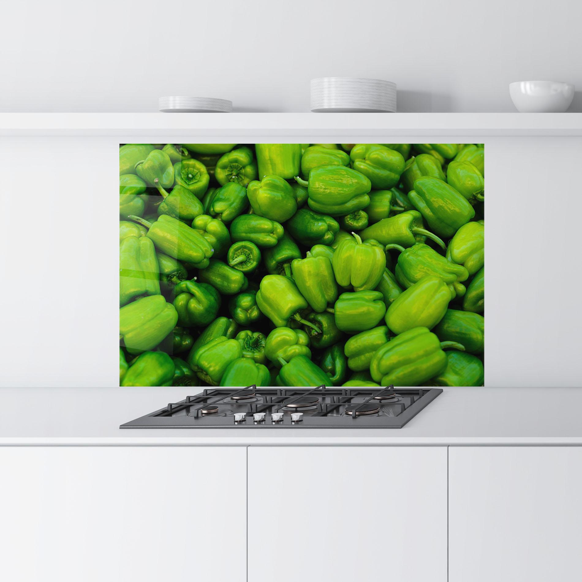Küchenrückwand Glas Green Bellpepper mockup 9