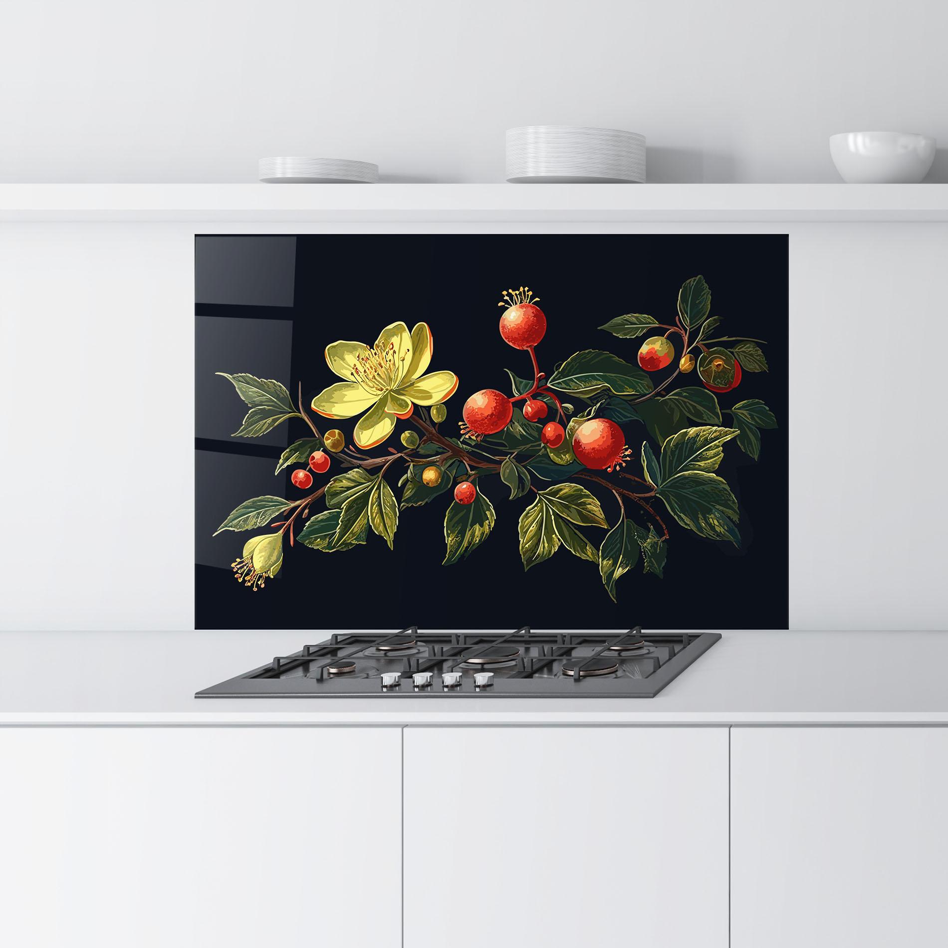 Küchenrückwand Glas Yellow Flower Food mockup 9