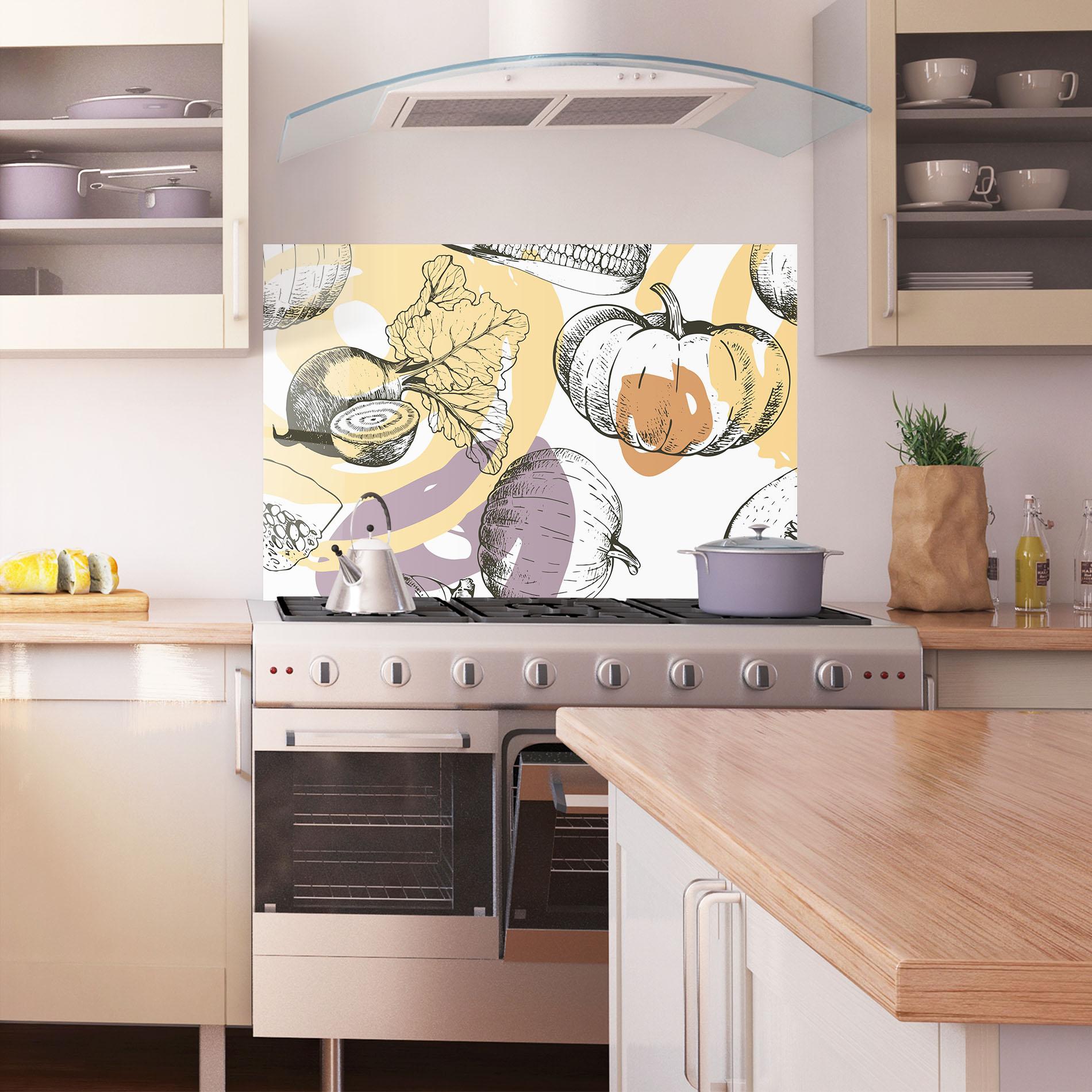 Küchenrückwand Glas Cream Vegetables Art mockup 1