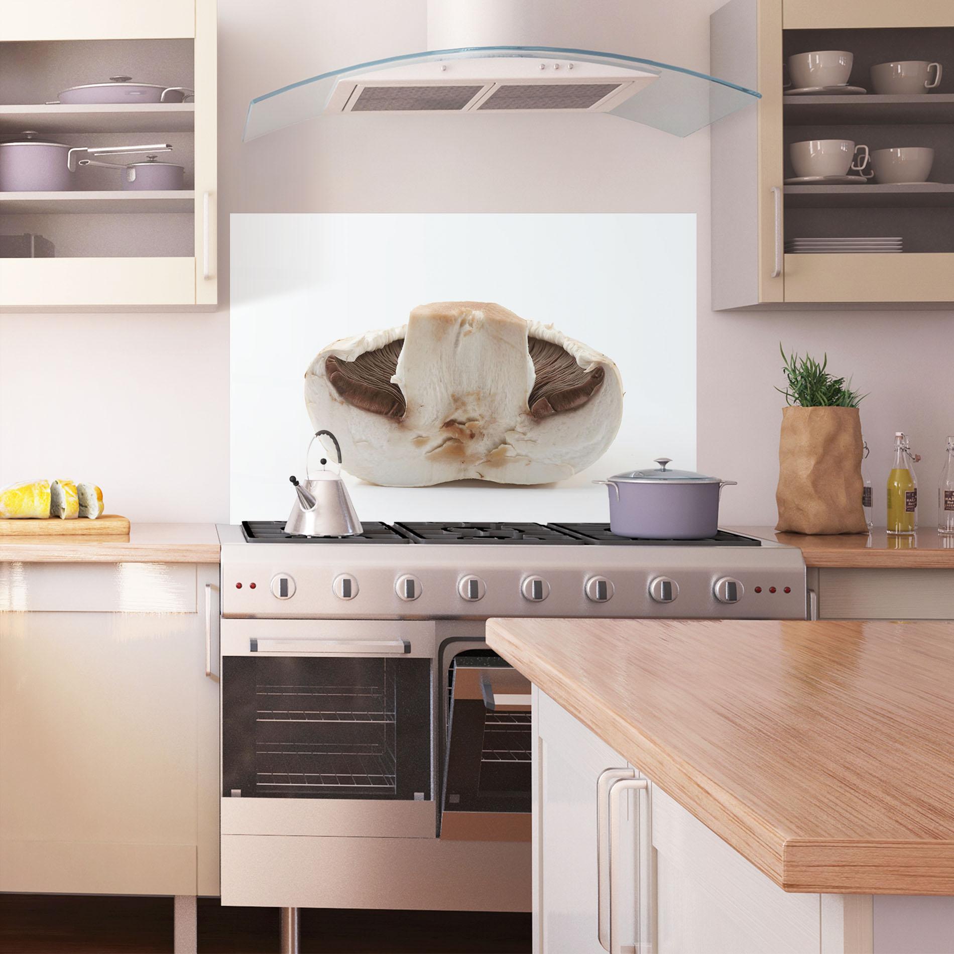 Küchenrückwand Glas Cut Mushroom mockup 1