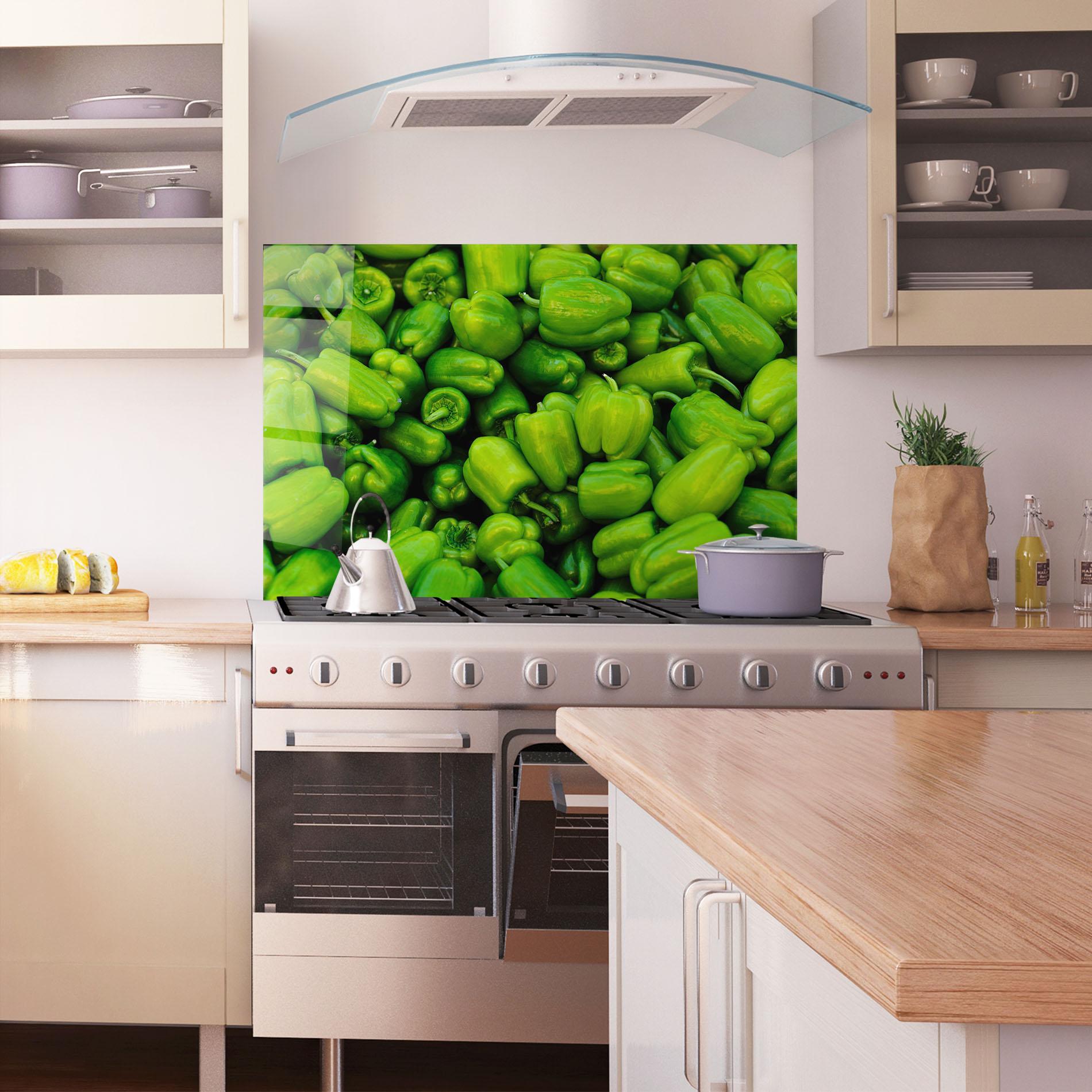 Küchenrückwand Glas Green Bellpepper mockup 1