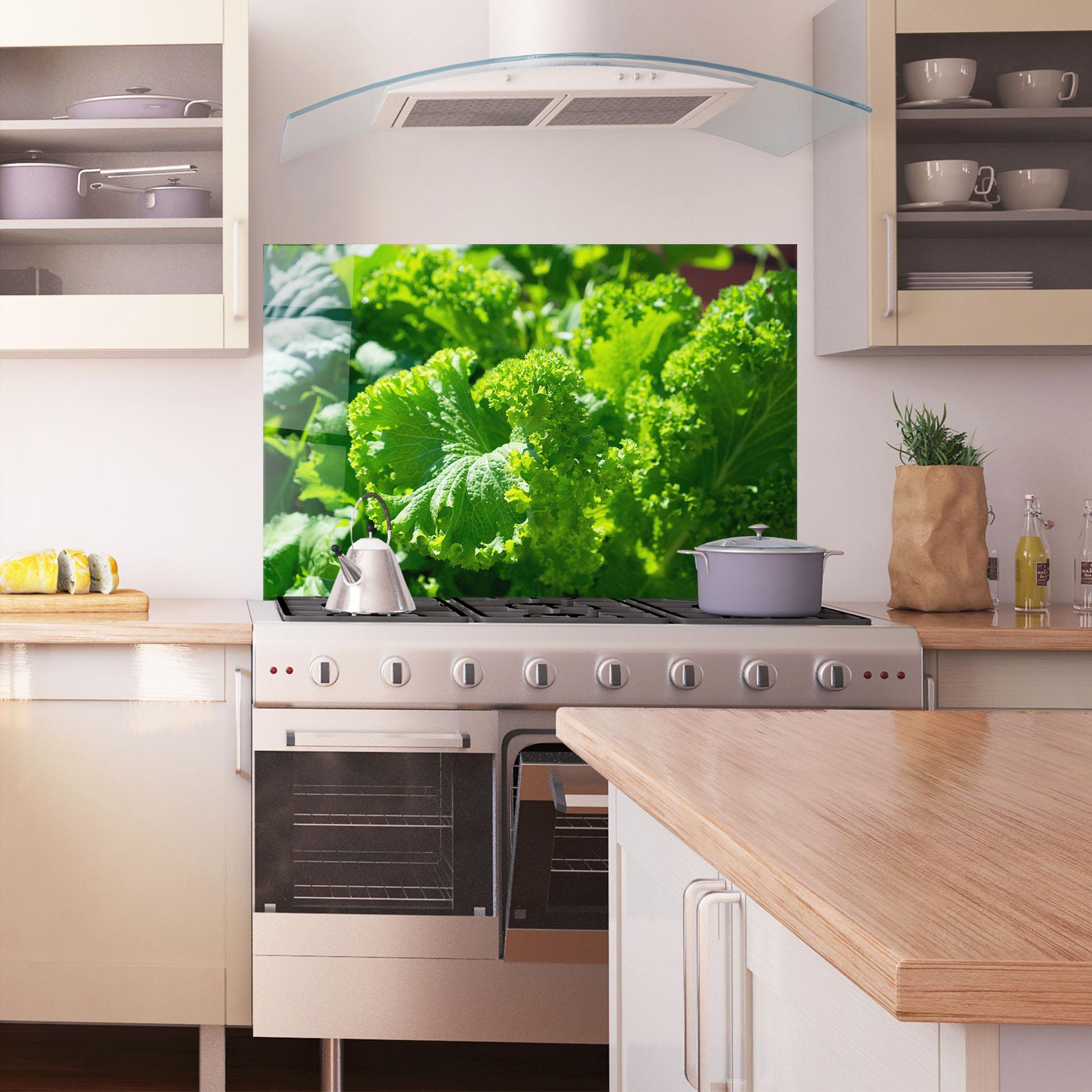 Küchenrückwand Glas Preetty Green Lettuce mockup 1