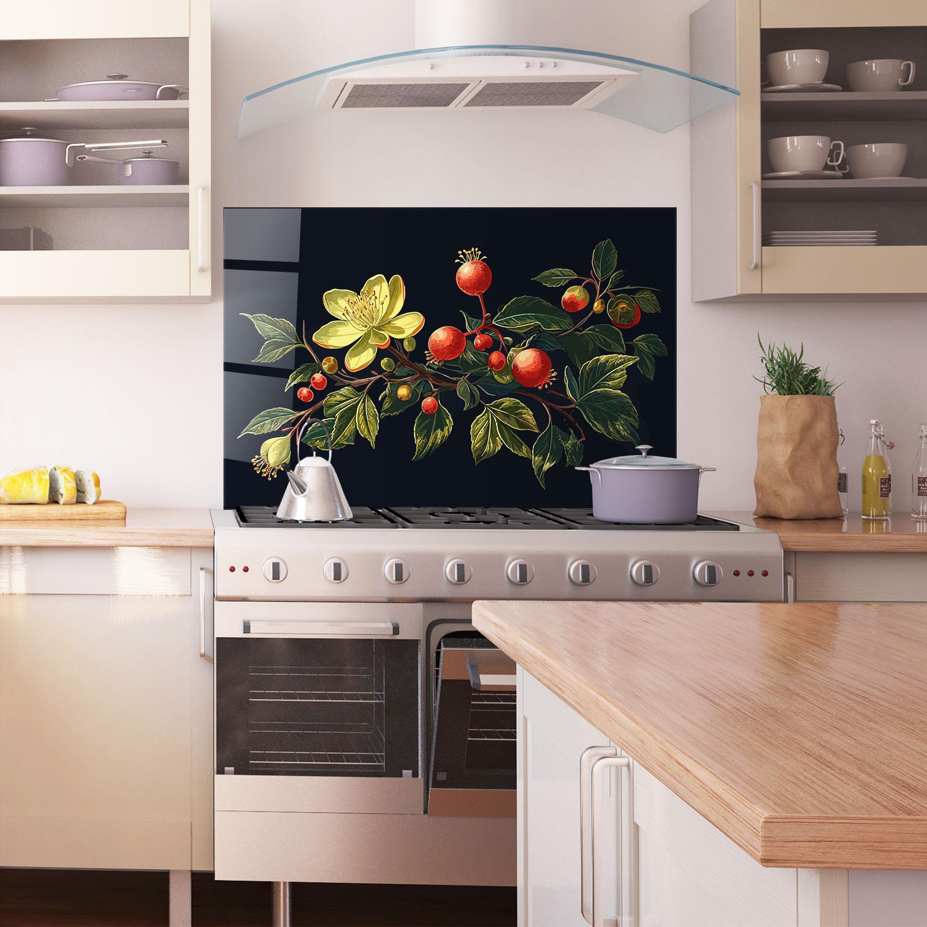 Küchenrückwand Glas Yellow Flower Food mockup 1