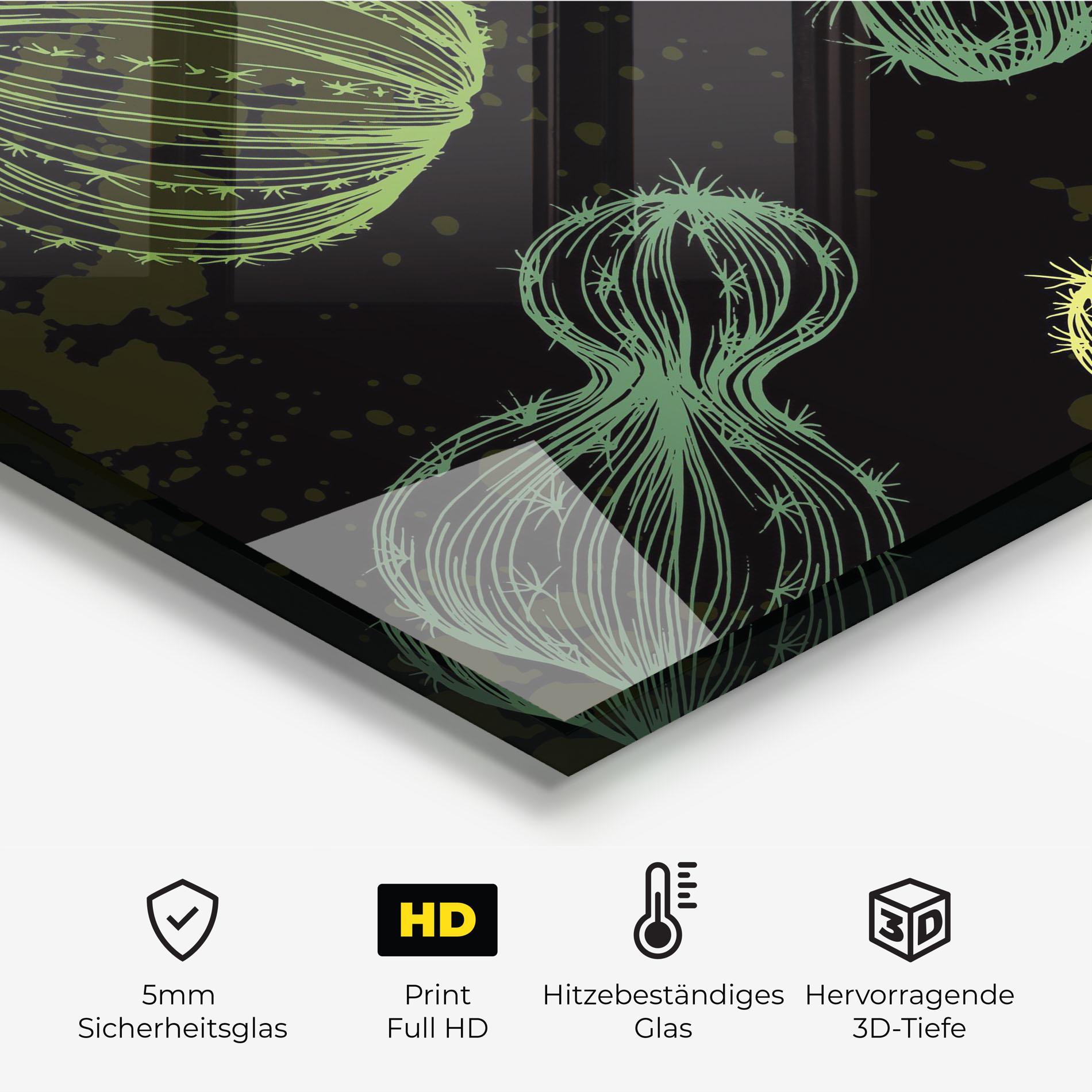 Küchenrückwand Glas Cactus Art mockup 2