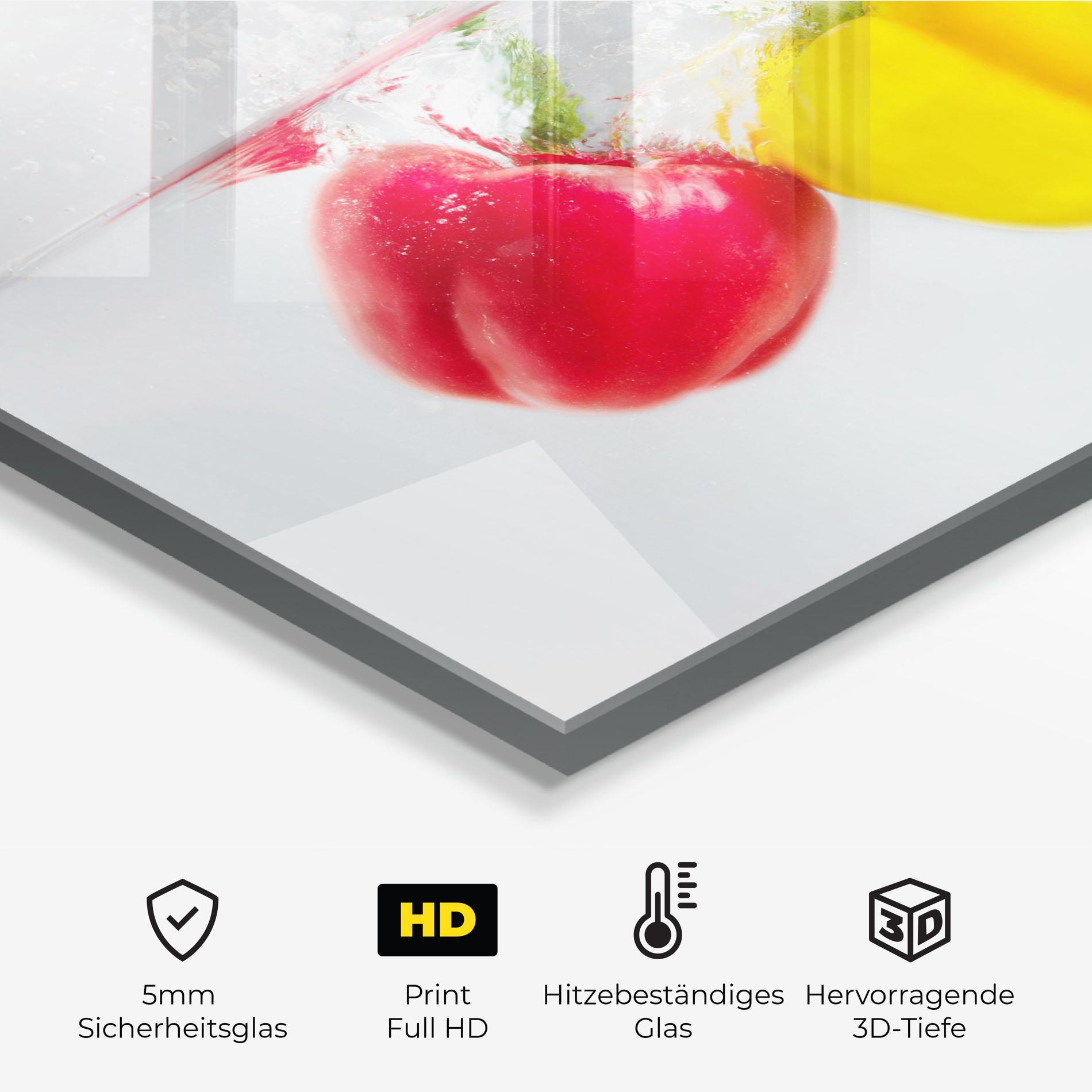 Küchenrückwand Glas Colorful Bellpepper mockup 2