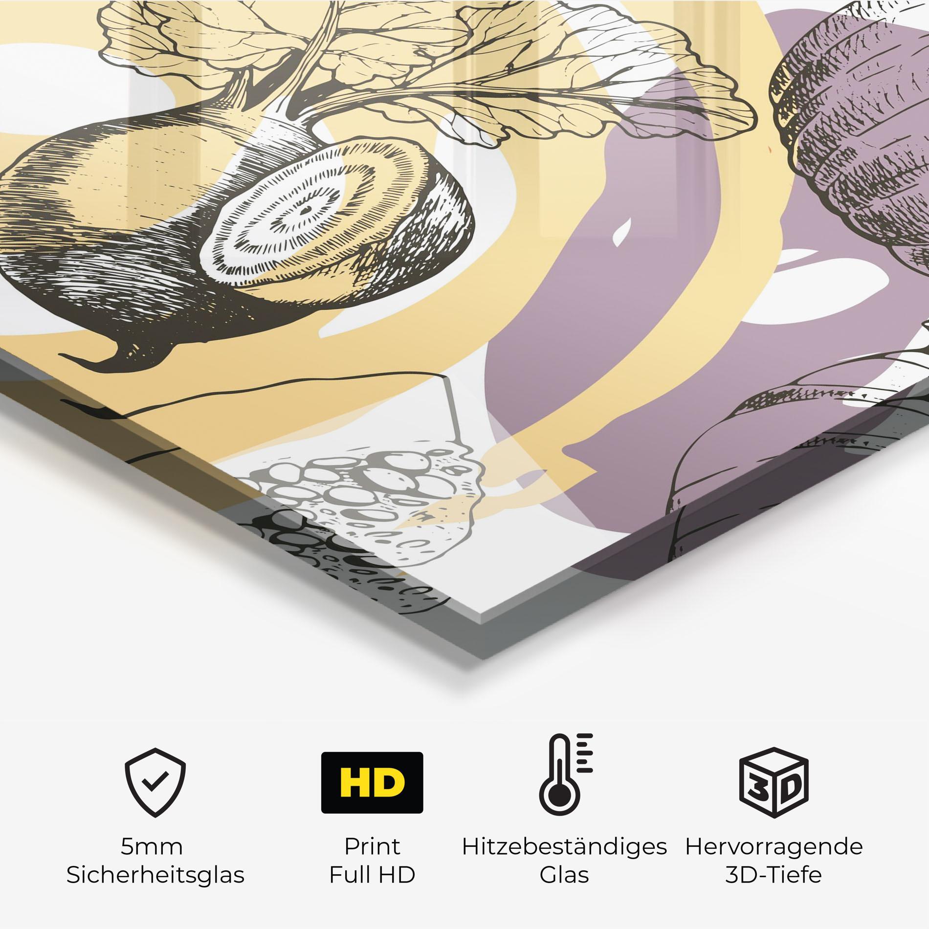 Küchenrückwand Glas Cream Vegetables Art mockup 2