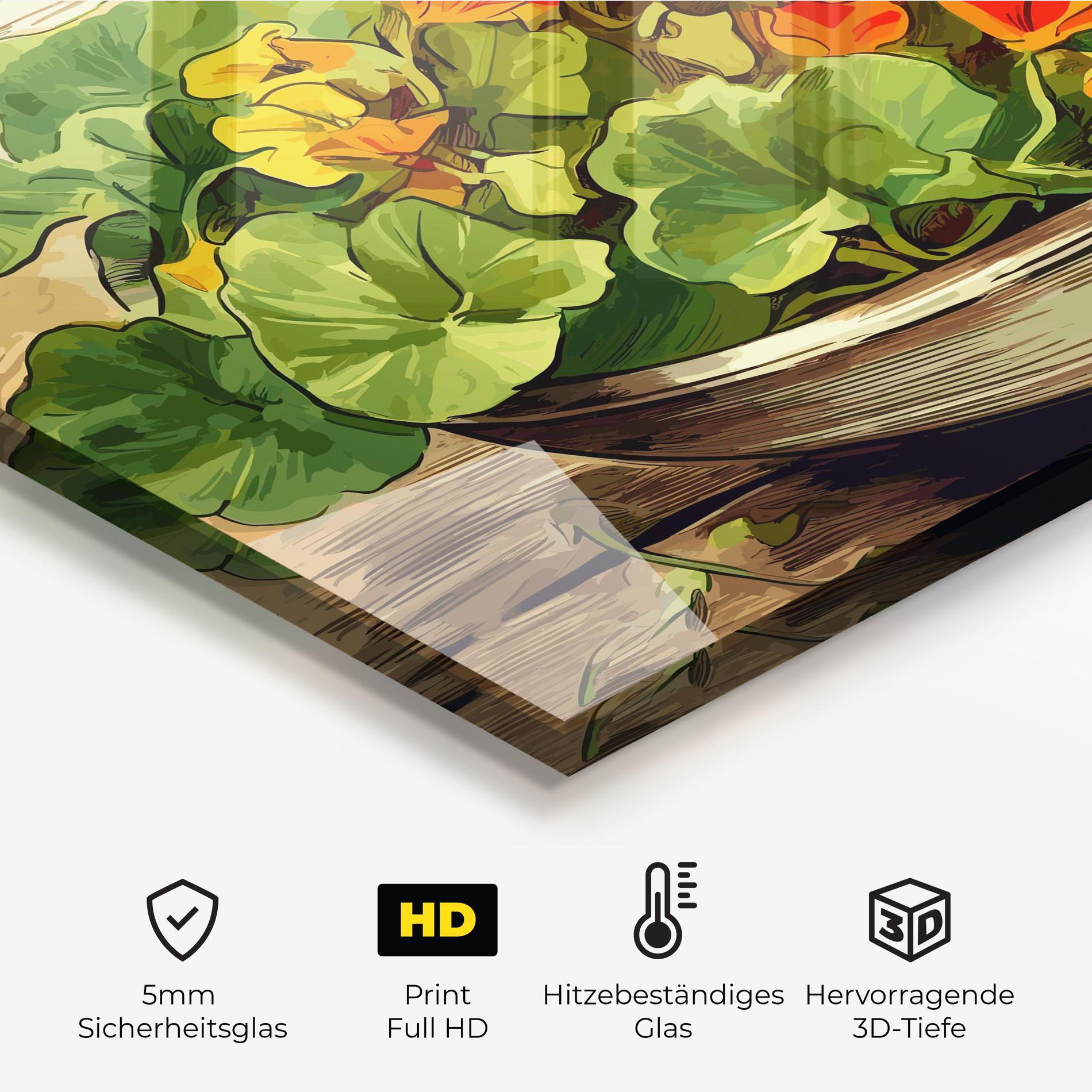 Küchenrückwand Glas Flower Food mockup 2