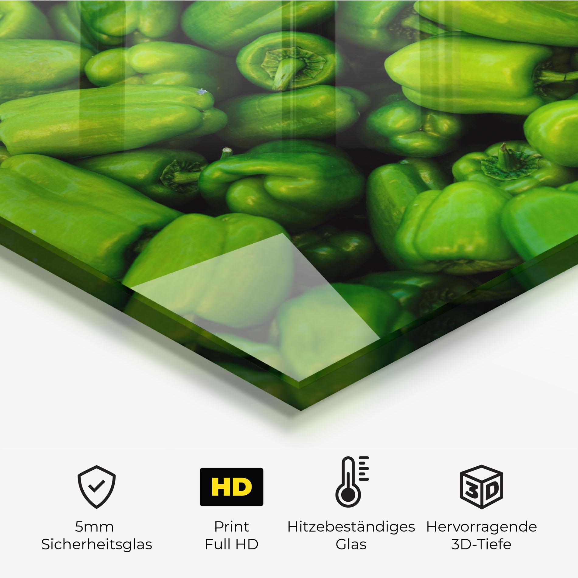 Küchenrückwand Glas Green Bellpepper mockup 2