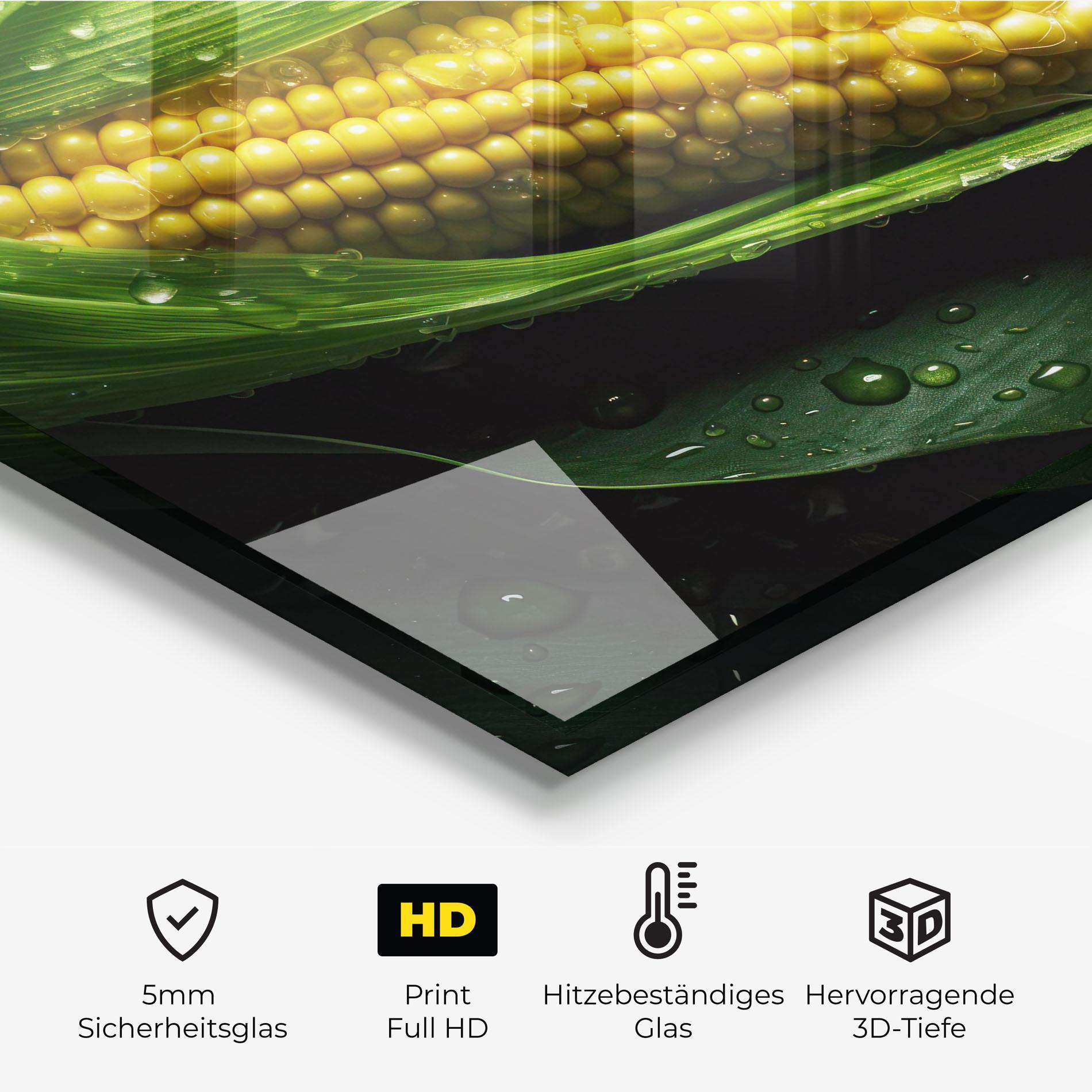 Küchenrückwand Glas Rainy Clean Corn mockup 2