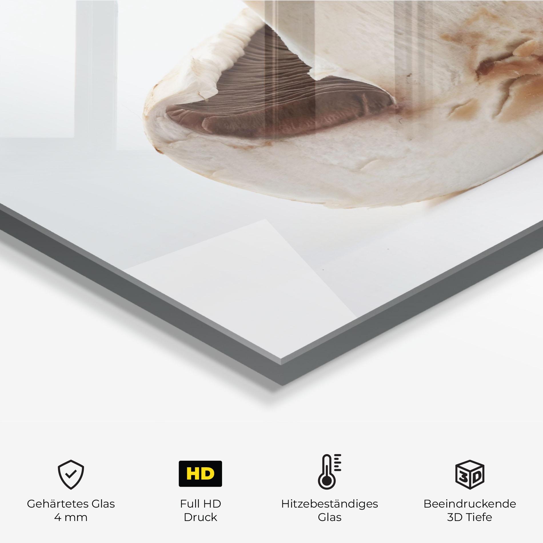 Küchenrückwand Glas Cut Mushroom mockup 2