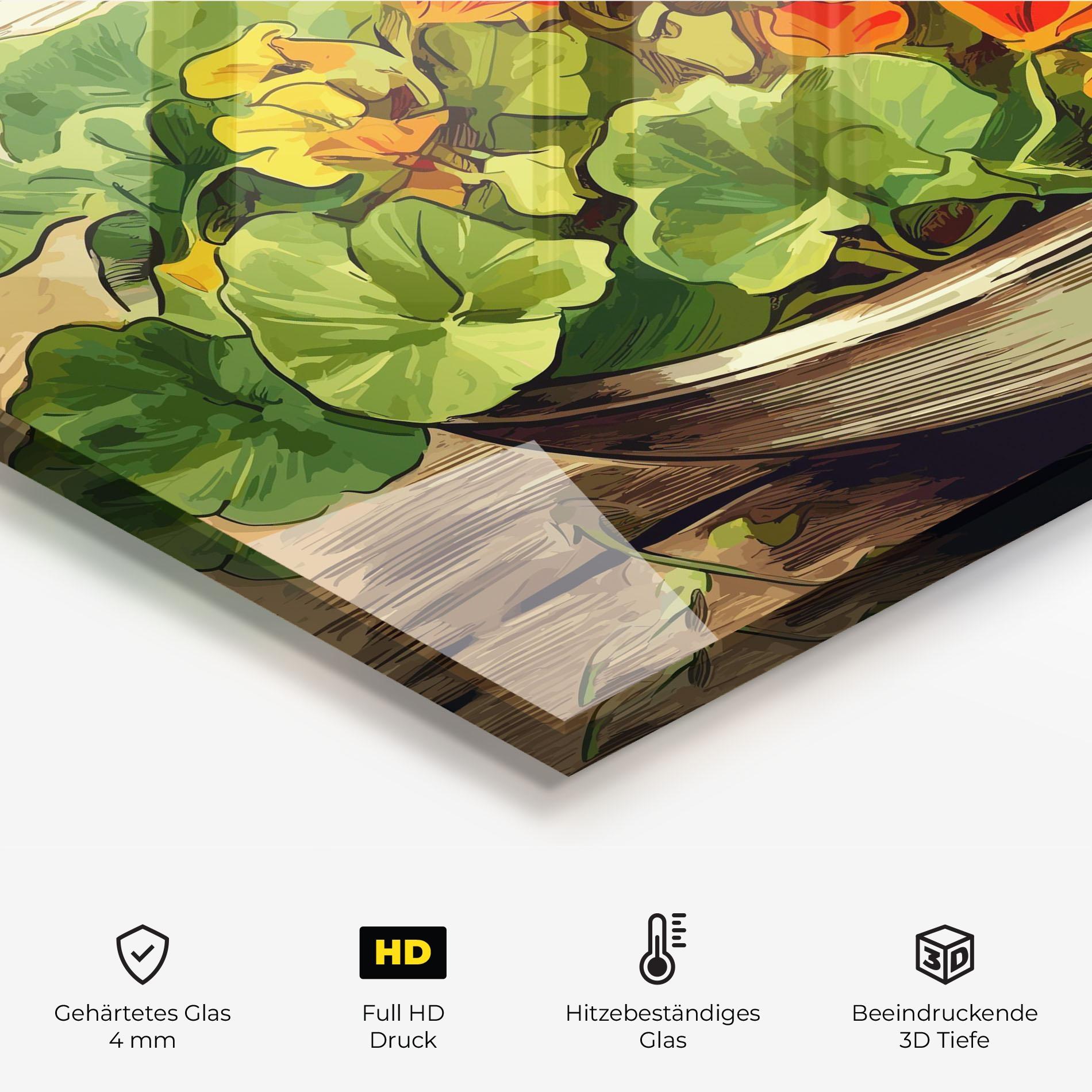 Küchenrückwand Glas Flower Food mockup 2