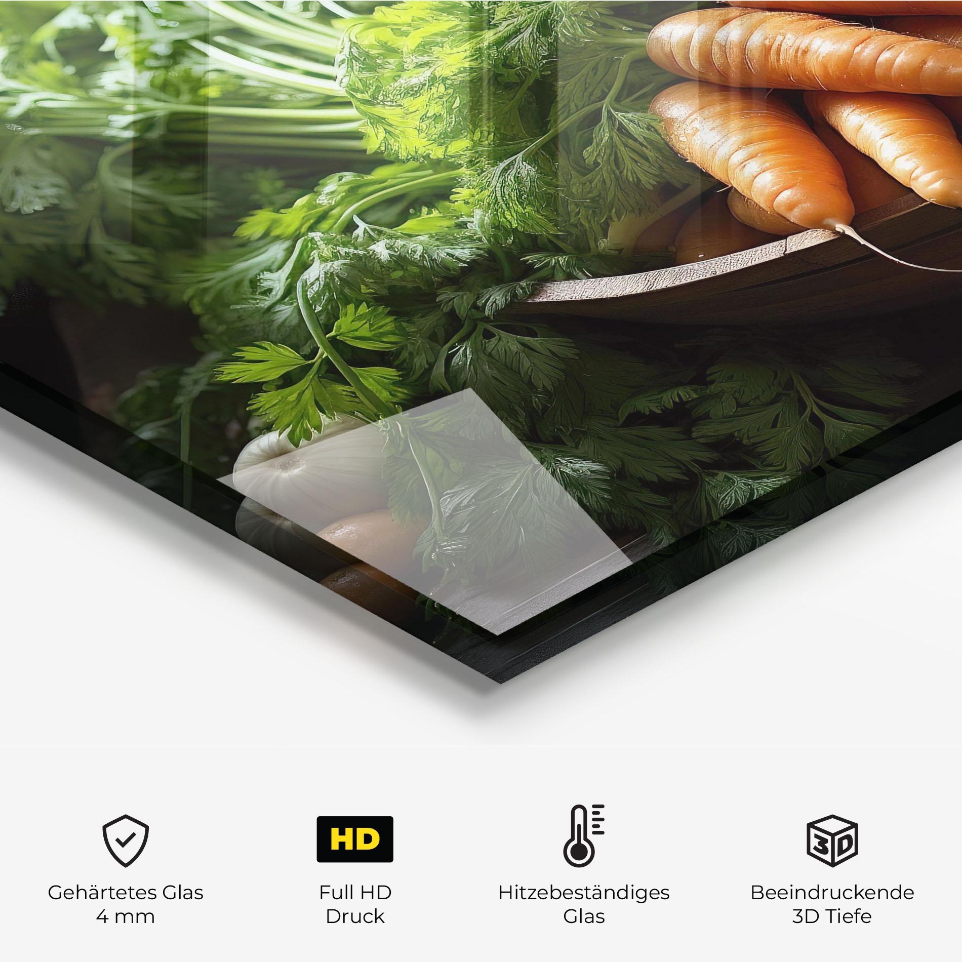 Küchenrückwand Glas Fresh Carrots Basket mockup 2