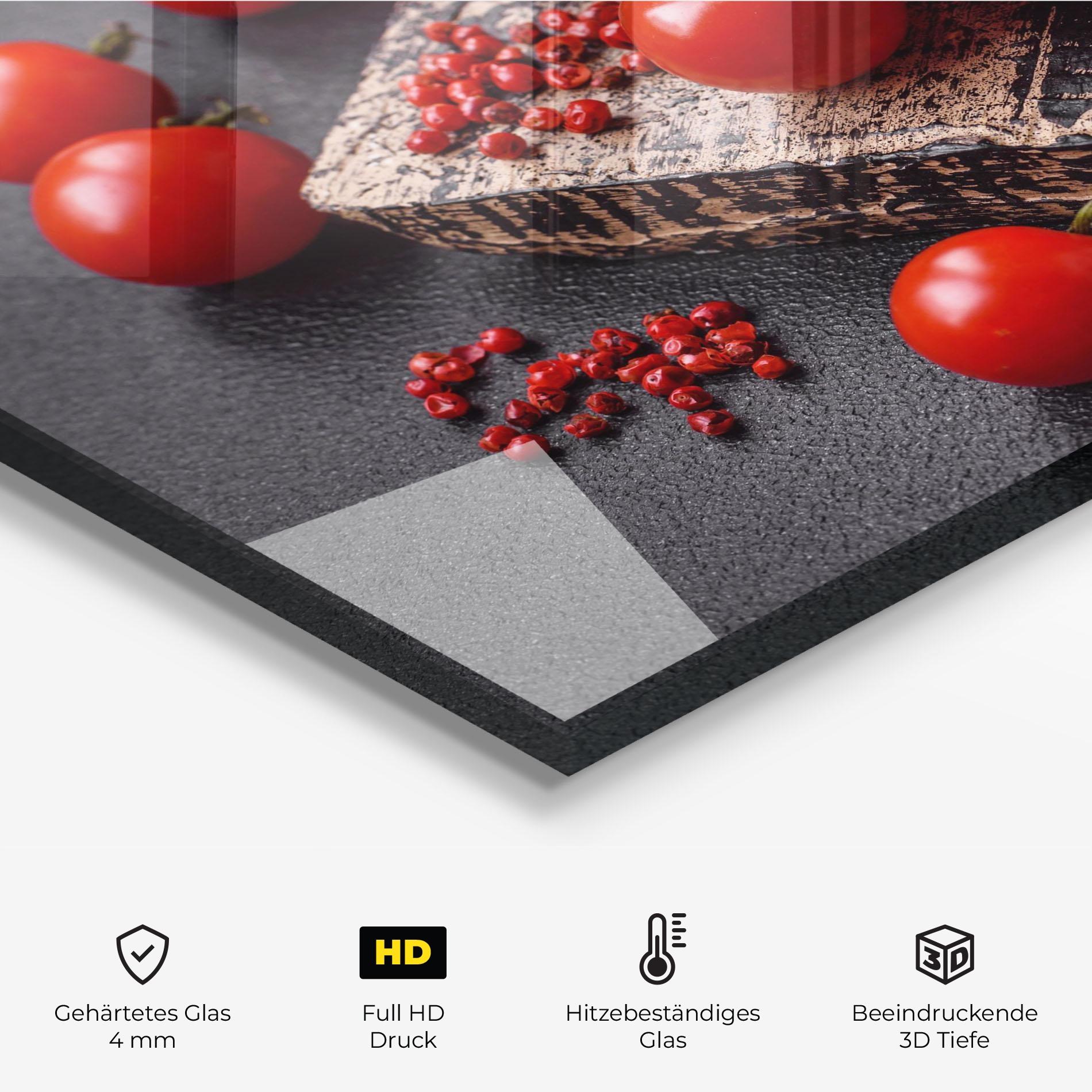 Küchenrückwand Glas Fresh Cherry Tomatoes mockup 2
