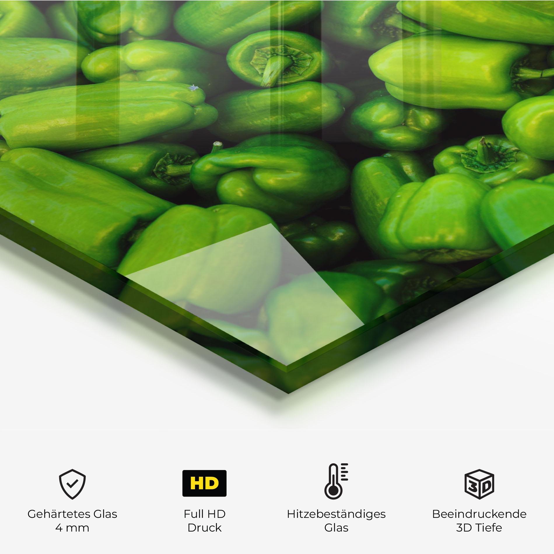 Küchenrückwand Glas Green Bellpepper mockup 2