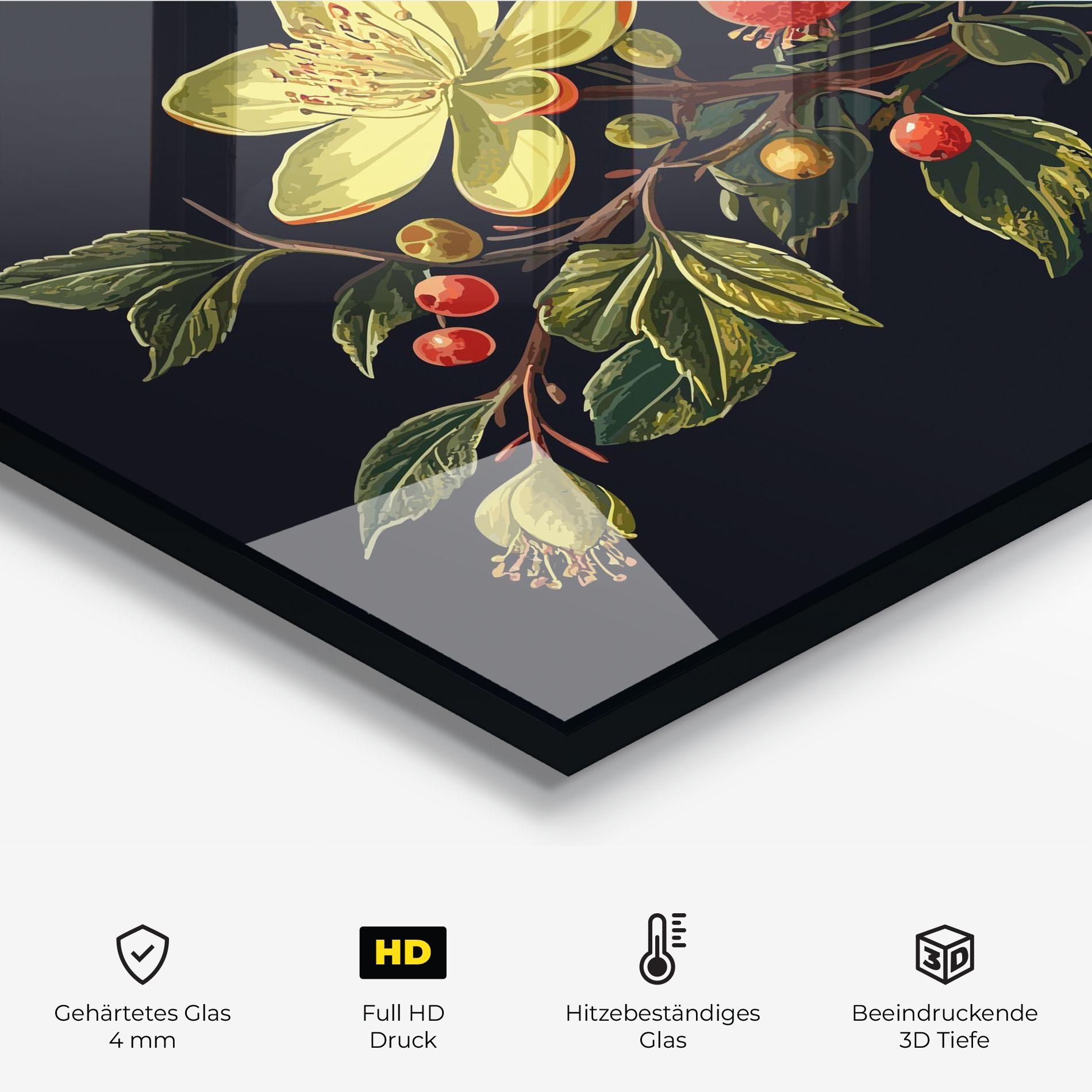 Küchenrückwand Glas Yellow Flower Food mockup 2