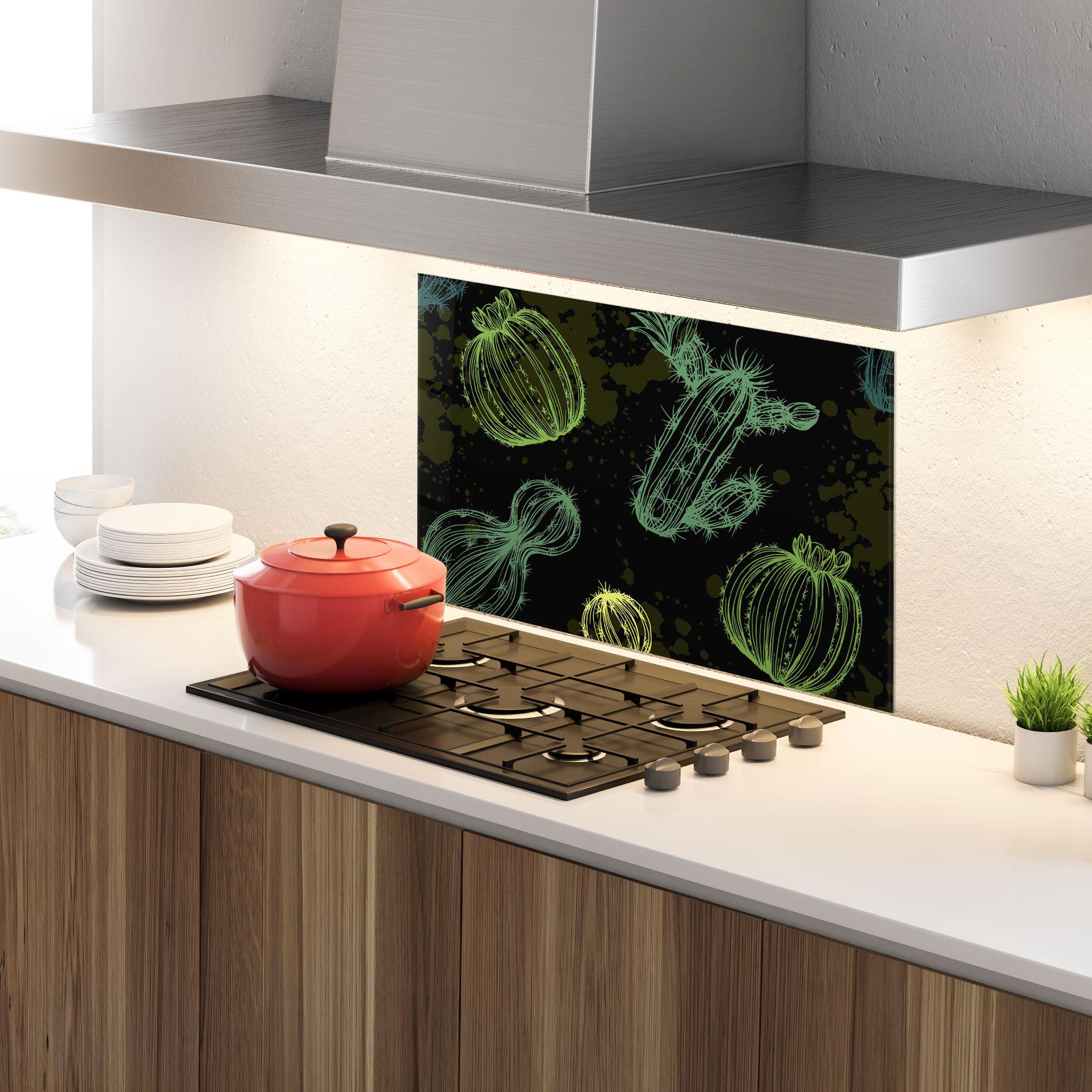 Küchenrückwand Glas Cactus Art mockup 4