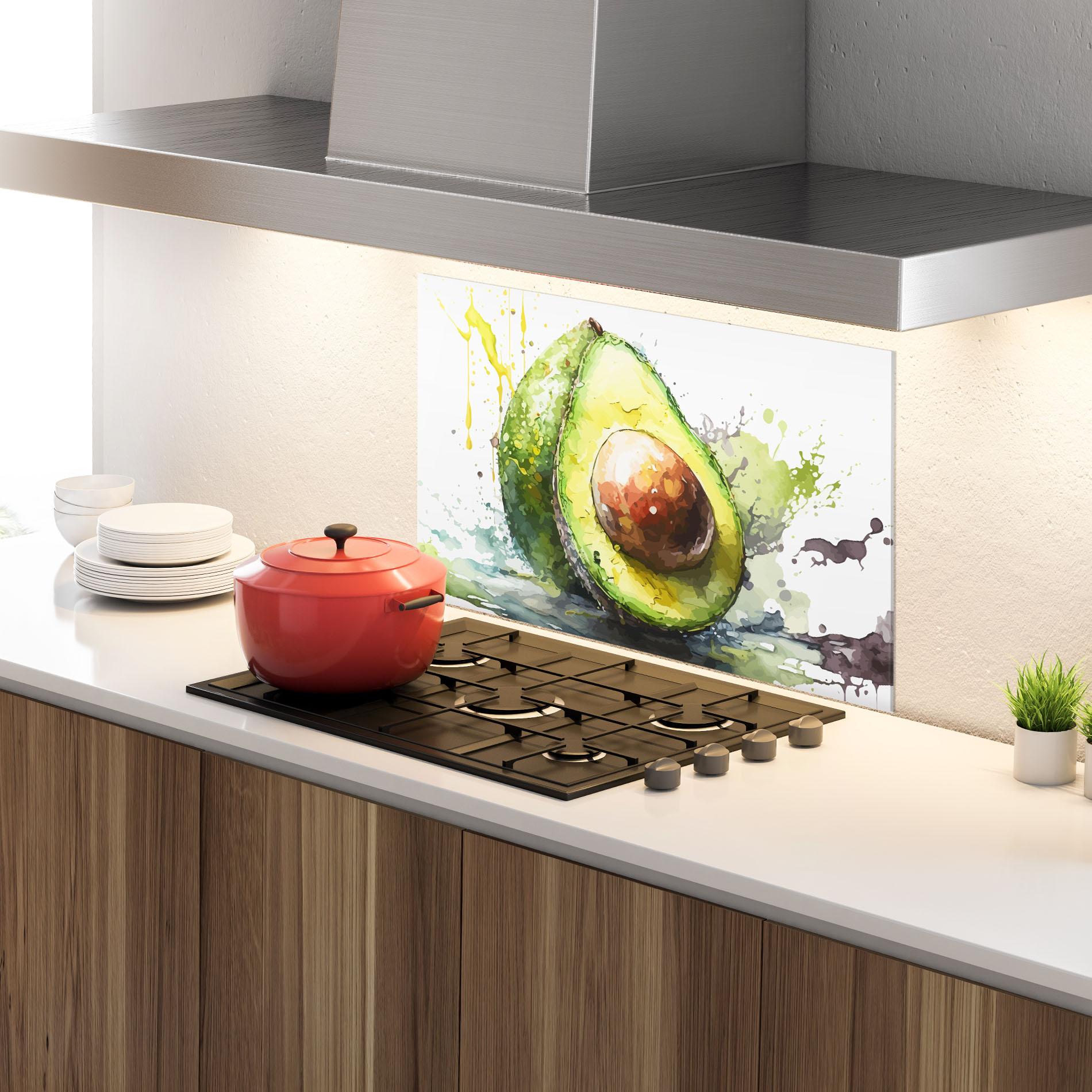 Küchenrückwand Glas Nice Avocado Art mockup 4