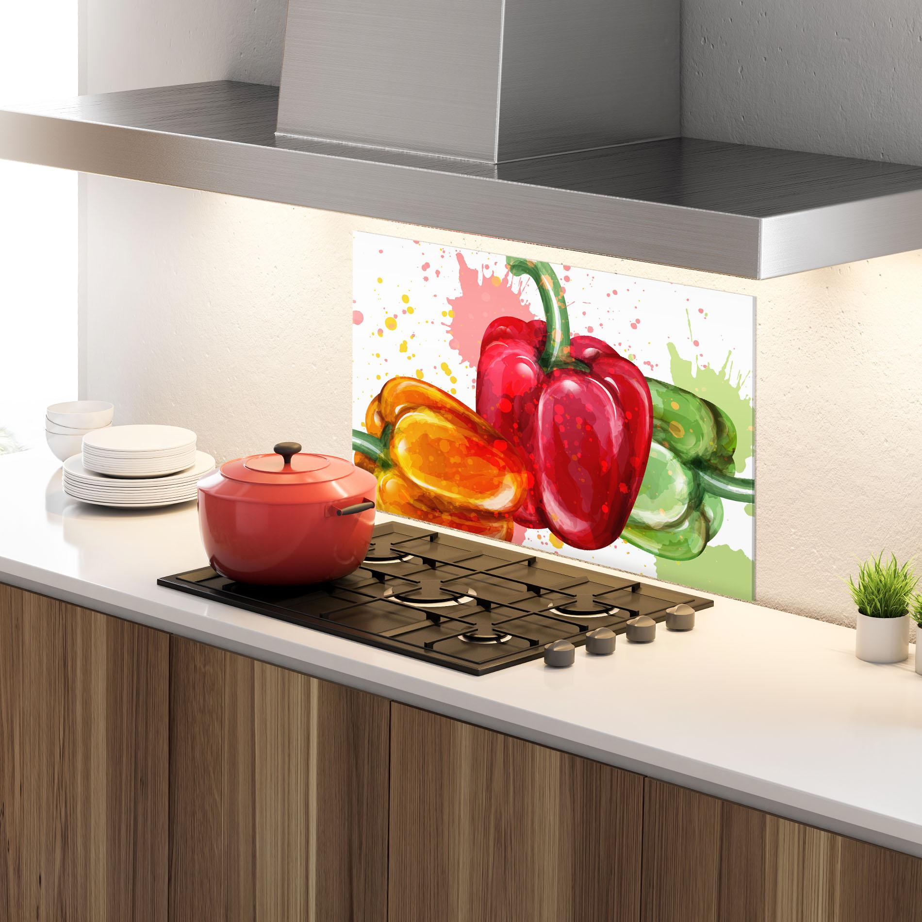 Küchenrückwand Glas Nice Color Bellpepper mockup 4
