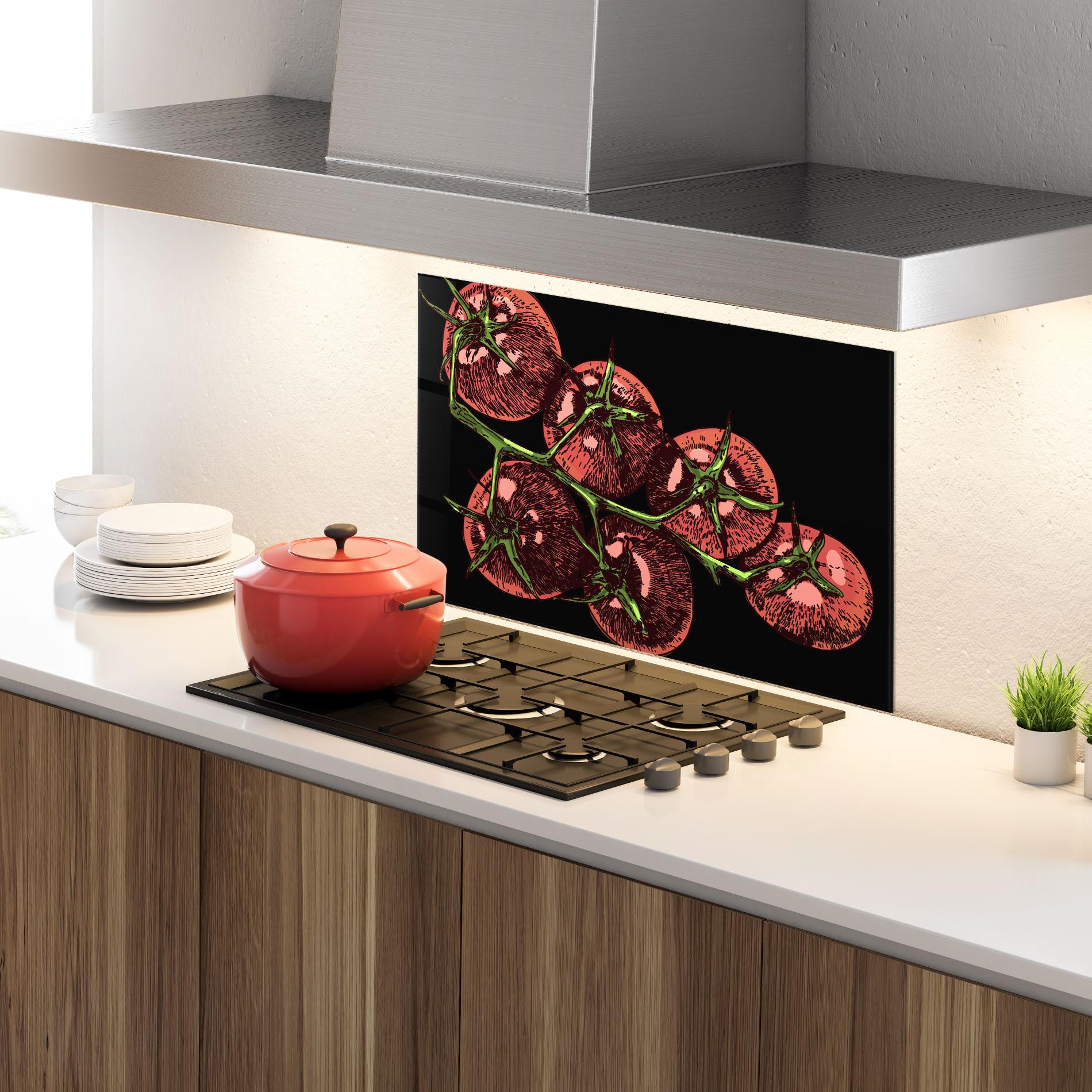 Küchenrückwand Glas Red Pastel Tomato mockup 4
